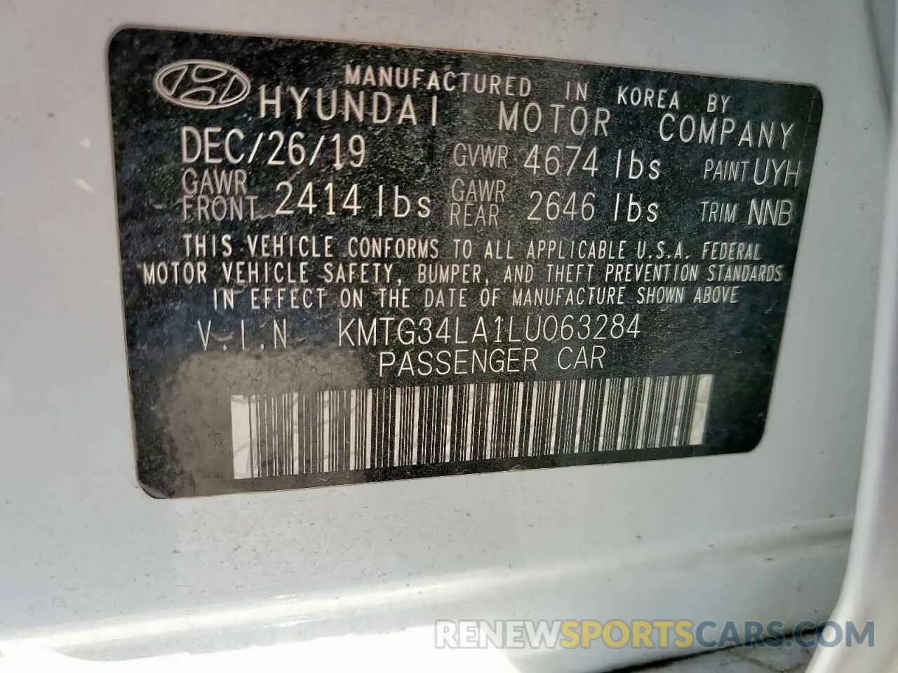 12 Фотография поврежденного автомобиля KMTG34LA1LU063284 GENESIS G70 2020
