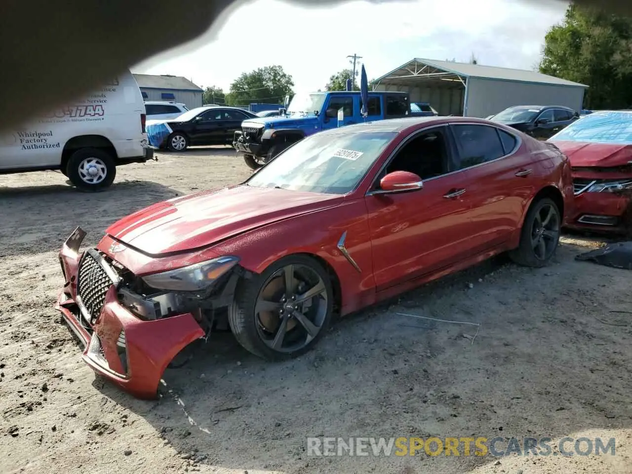 1 Photograph of a damaged car KMTG44LA6LU045375 GENESIS G70 2020