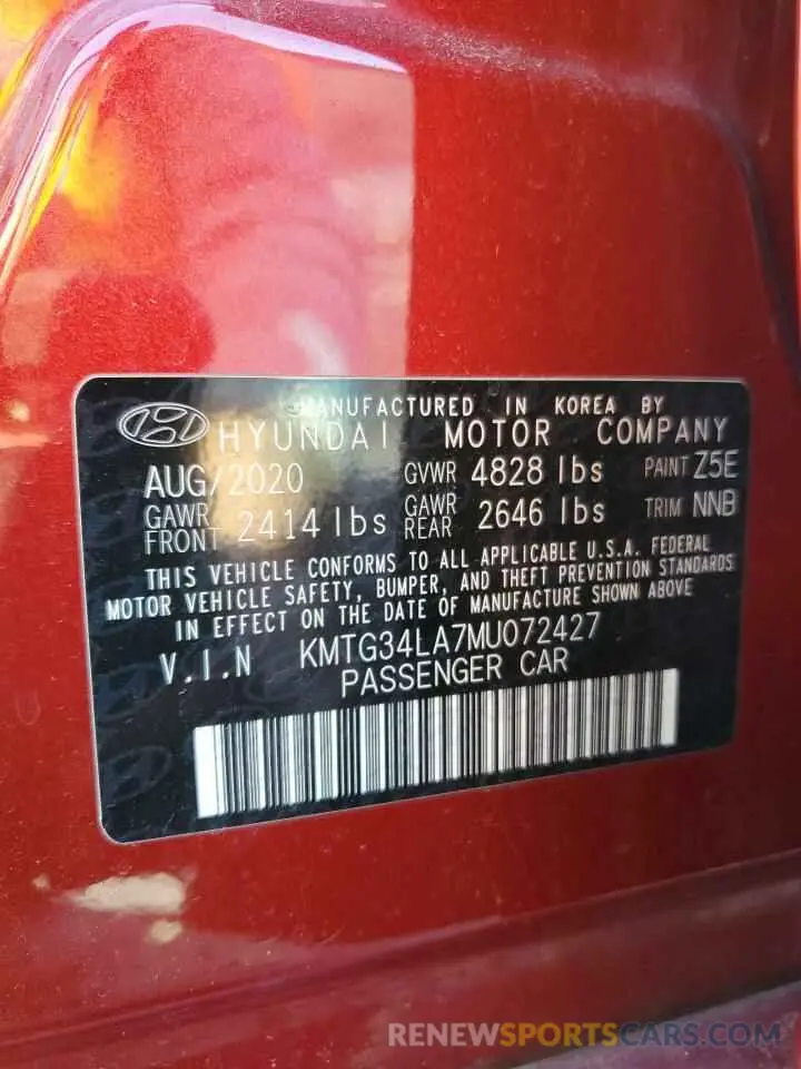 12 Photograph of a damaged car KMTG34LA7MU072427 GENESIS G70 2021