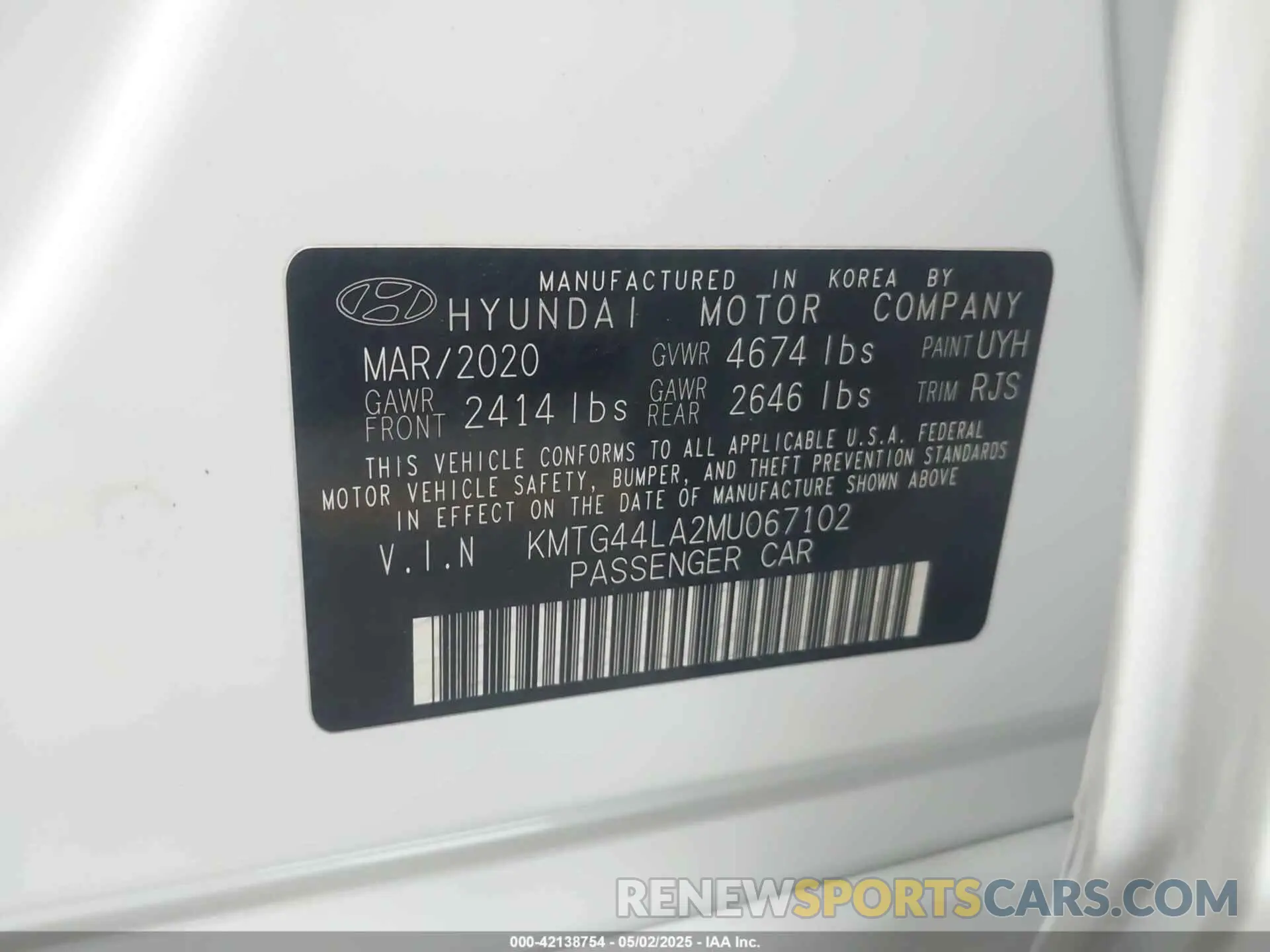 9 Photograph of a damaged car KMTG44LA2MU067102 GENESIS G70 2021