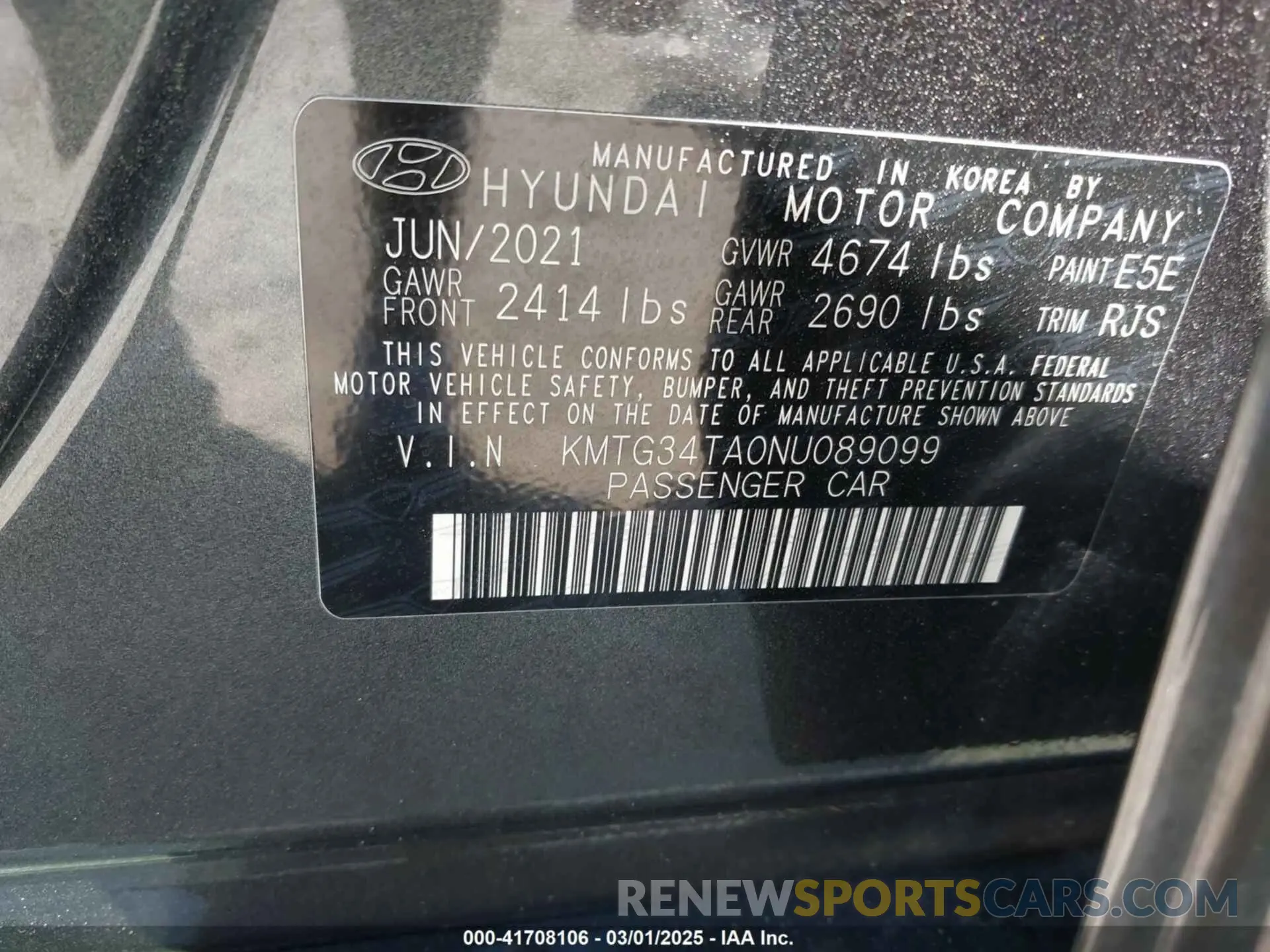 9 Фотография поврежденного автомобиля KMTG34TA0NU089099 GENESIS G70 2022