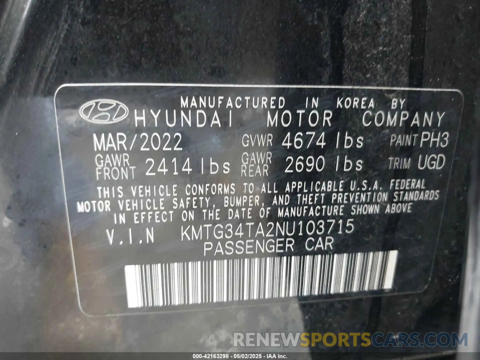 9 Фотография поврежденного автомобиля KMTG34TA2NU103715 GENESIS G70 2022