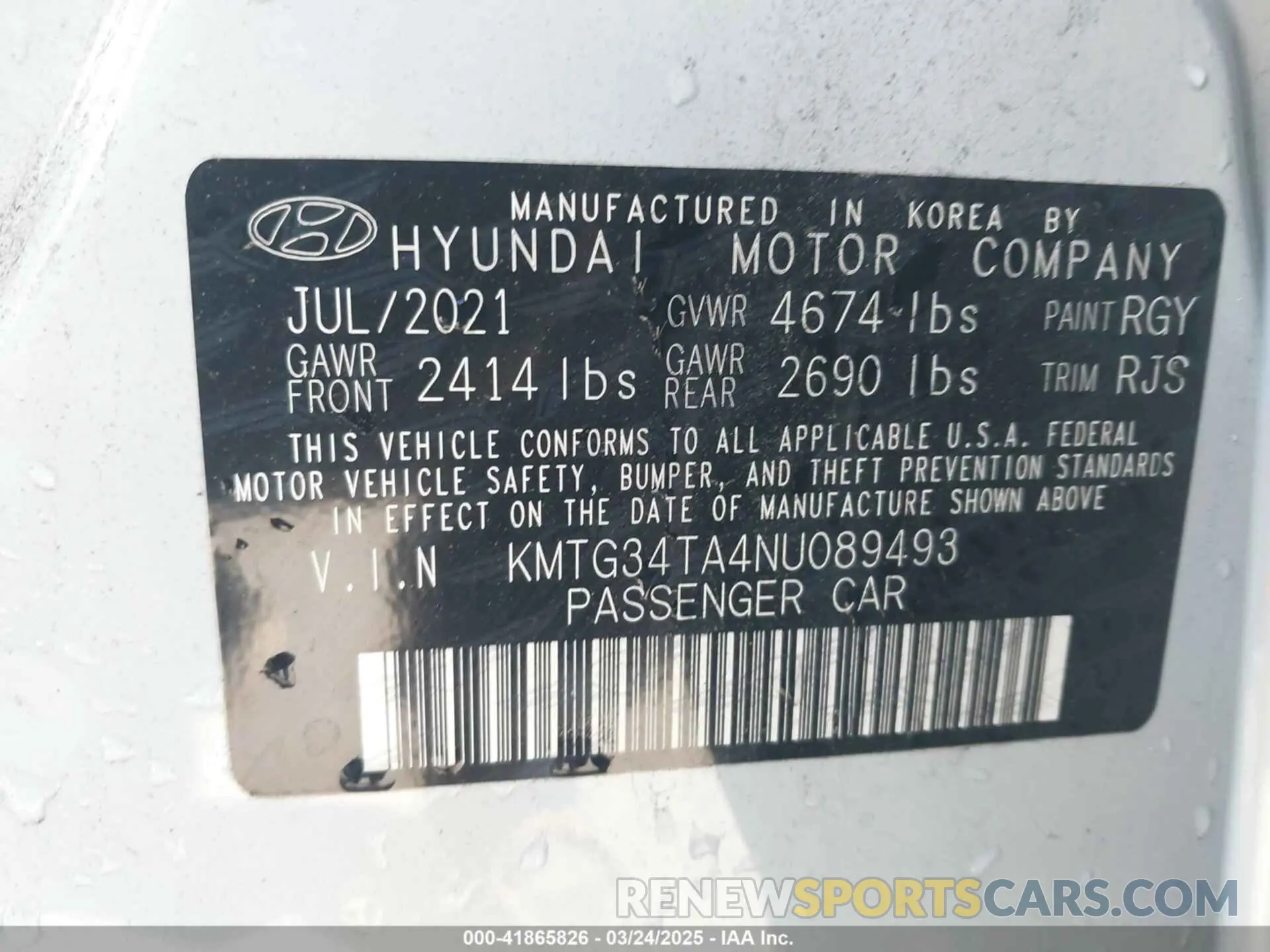 9 Фотография поврежденного автомобиля KMTG34TA4NU089493 GENESIS G70 2022