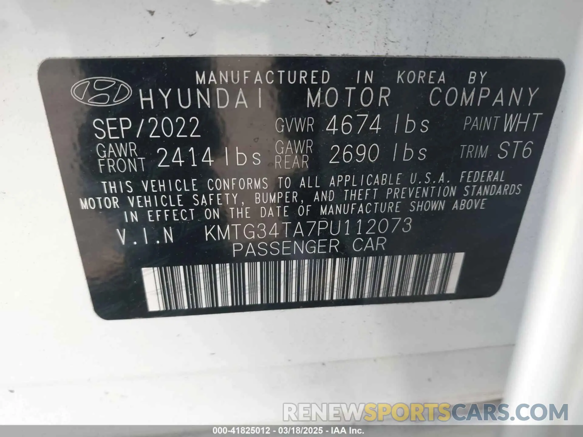 9 Photograph of a damaged car KMTG34TA7PU112073 GENESIS G70 2023