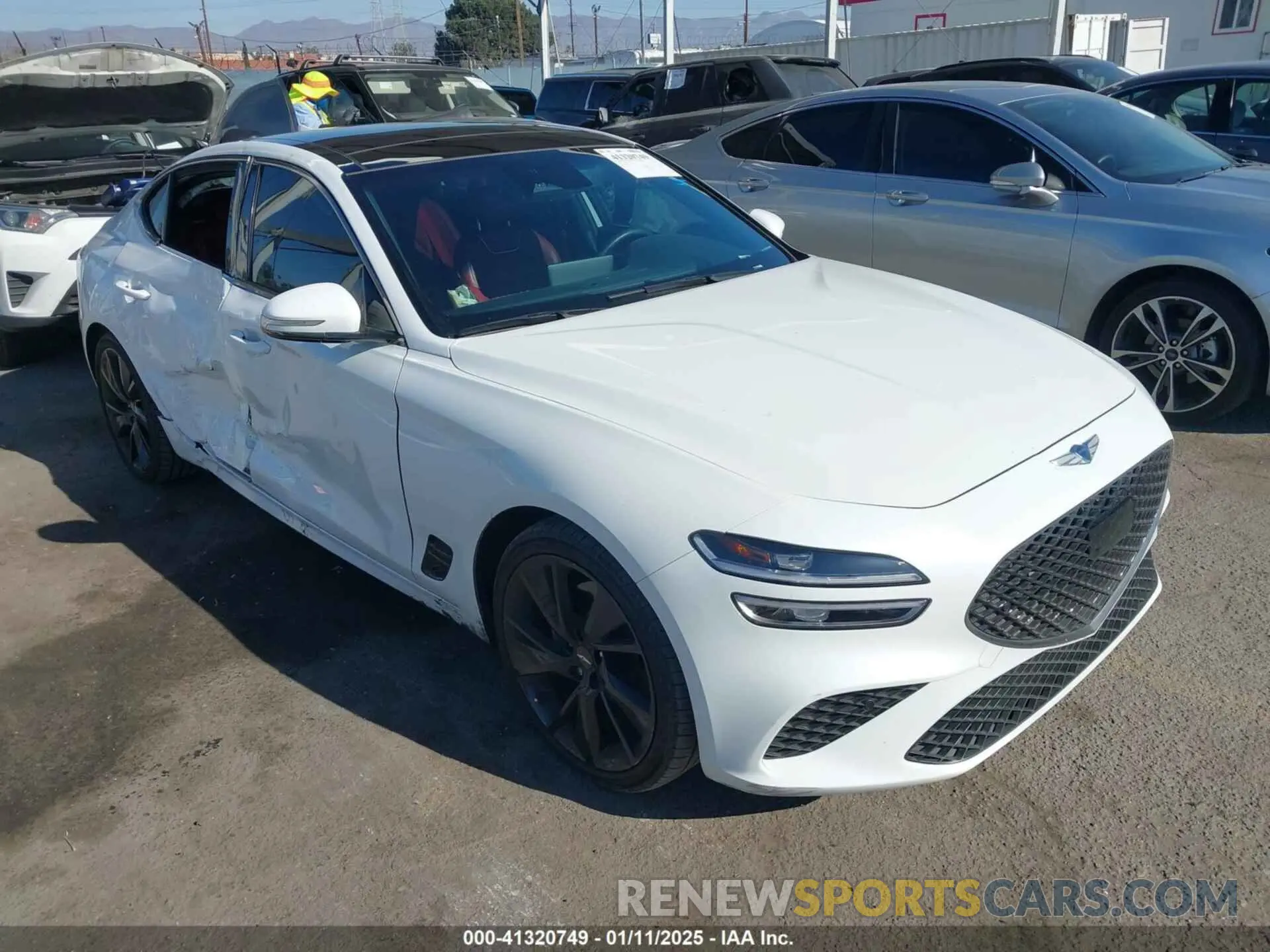 1 Photograph of a damaged car KMTG34TAXPU112861 GENESIS G70 2023