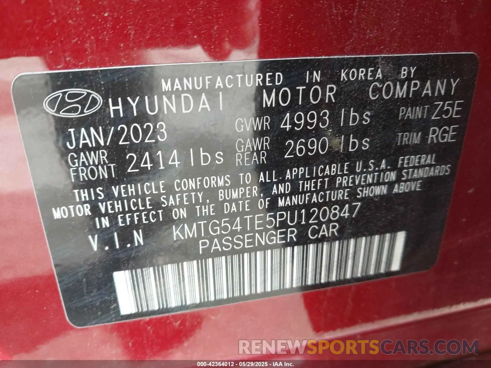 9 Photograph of a damaged car KMTG54TE5PU120847 GENESIS G70 2023
