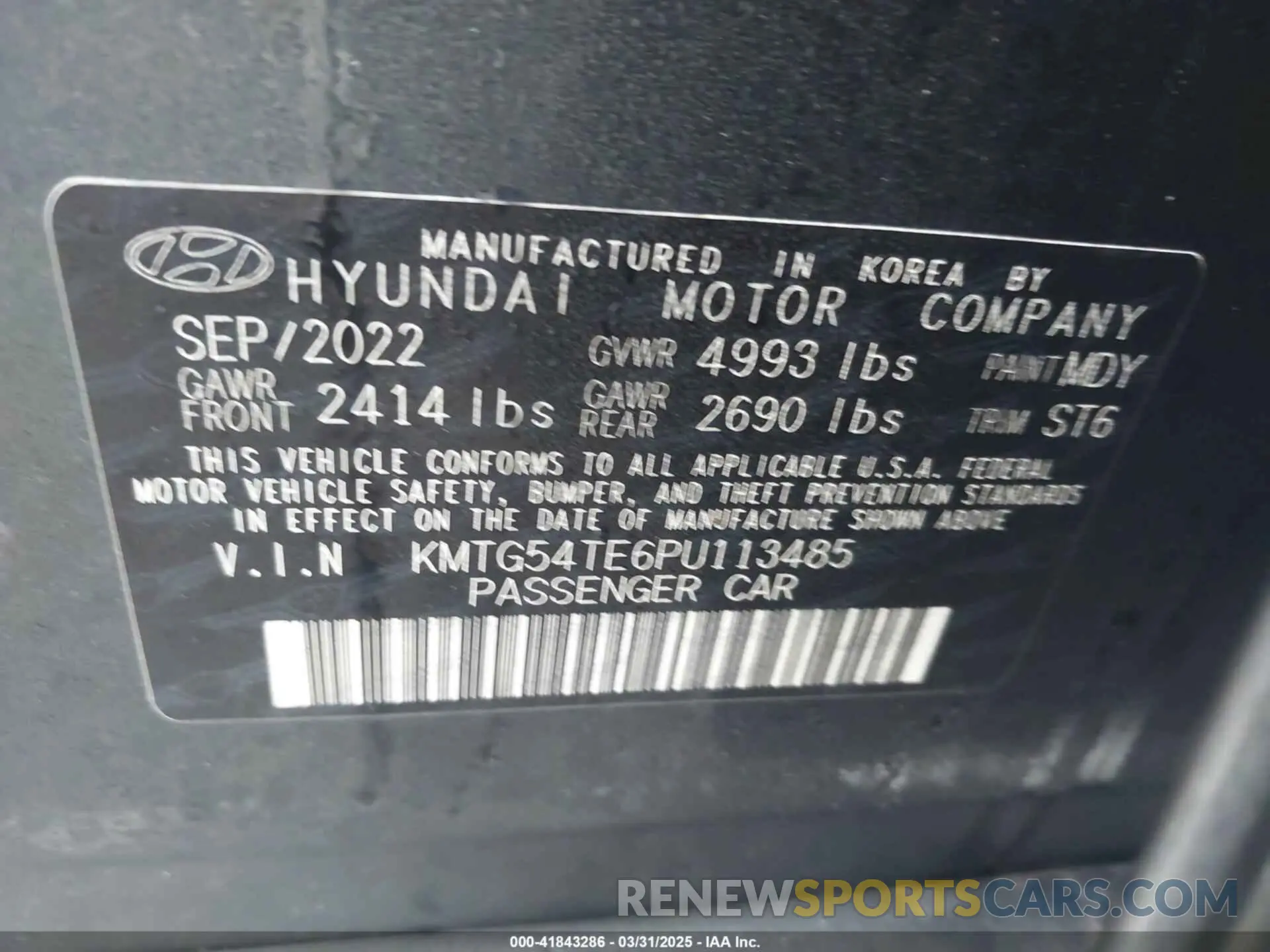 9 Photograph of a damaged car KMTG54TE6PU113485 GENESIS G70 2023