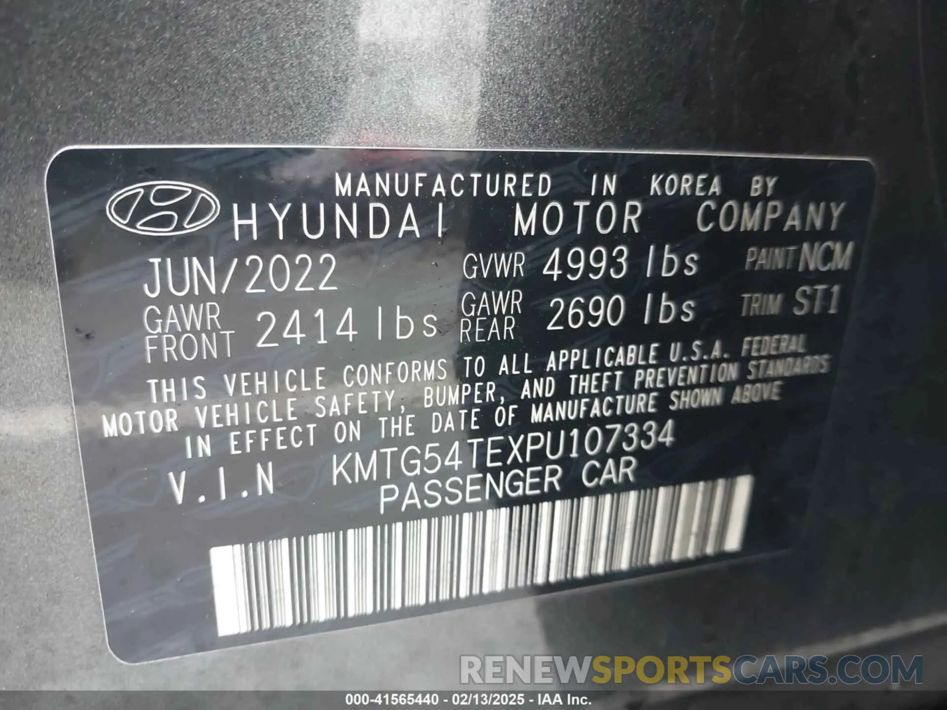 9 Фотография поврежденного автомобиля KMTG54TEXPU107334 GENESIS G70 2023