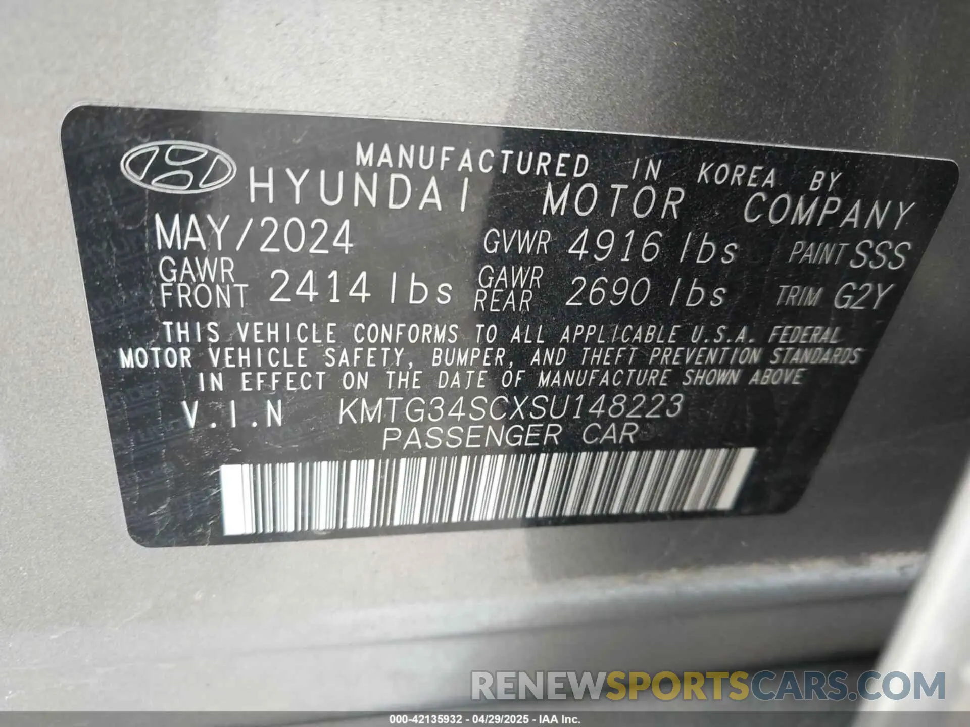 9 Фотография поврежденного автомобиля KMTG34SCXSU148223 GENESIS G70 2025