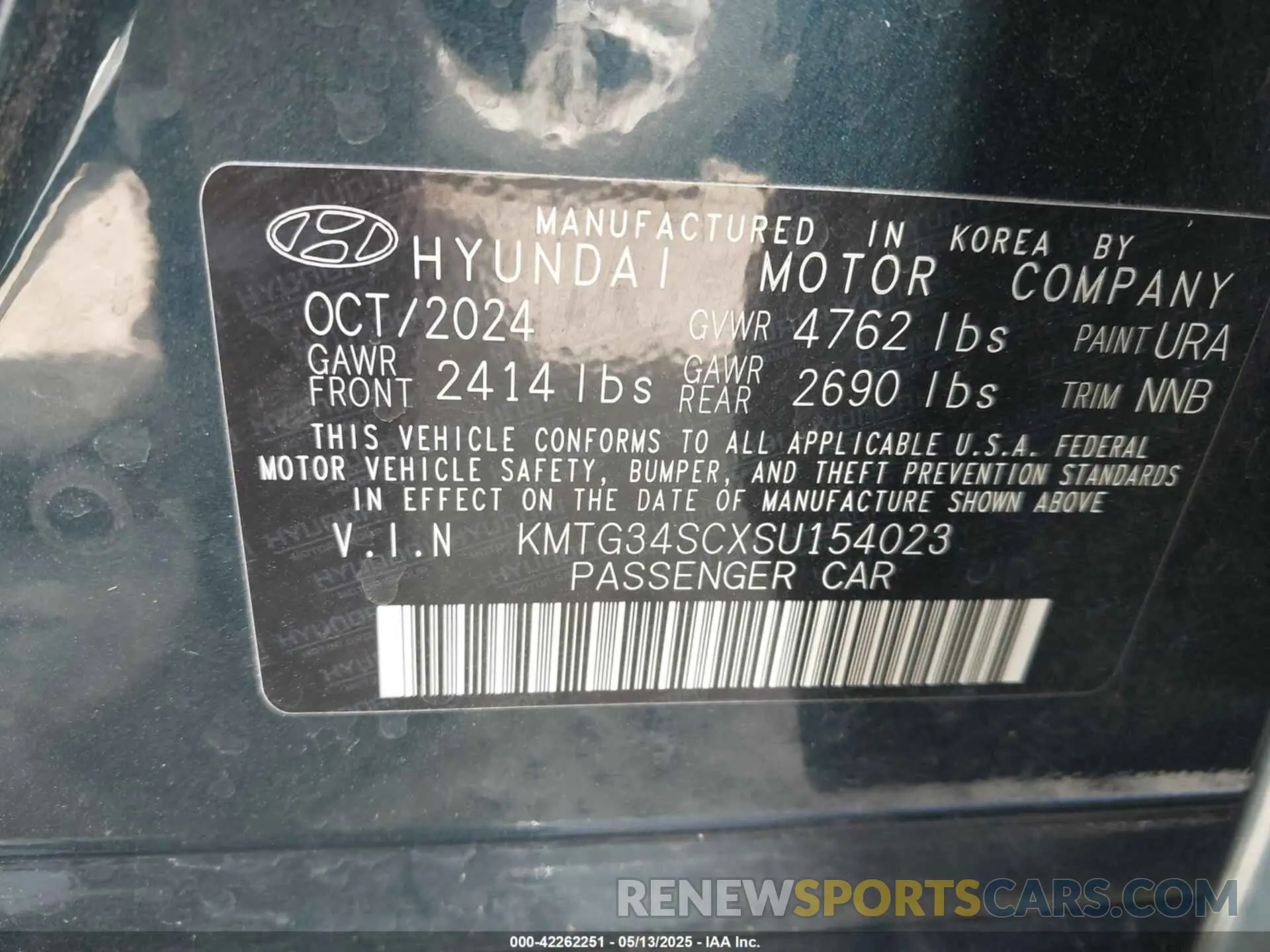 9 Фотография поврежденного автомобиля KMTG34SCXSU154023 GENESIS G70 2025