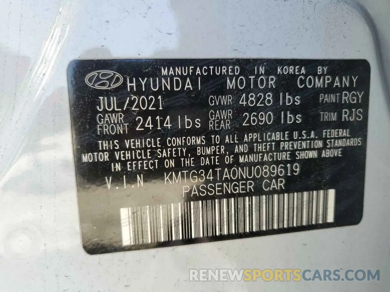 15 Photograph of a damaged car KMTG34TA0NU089619 GENESIS G70 BASE 2022