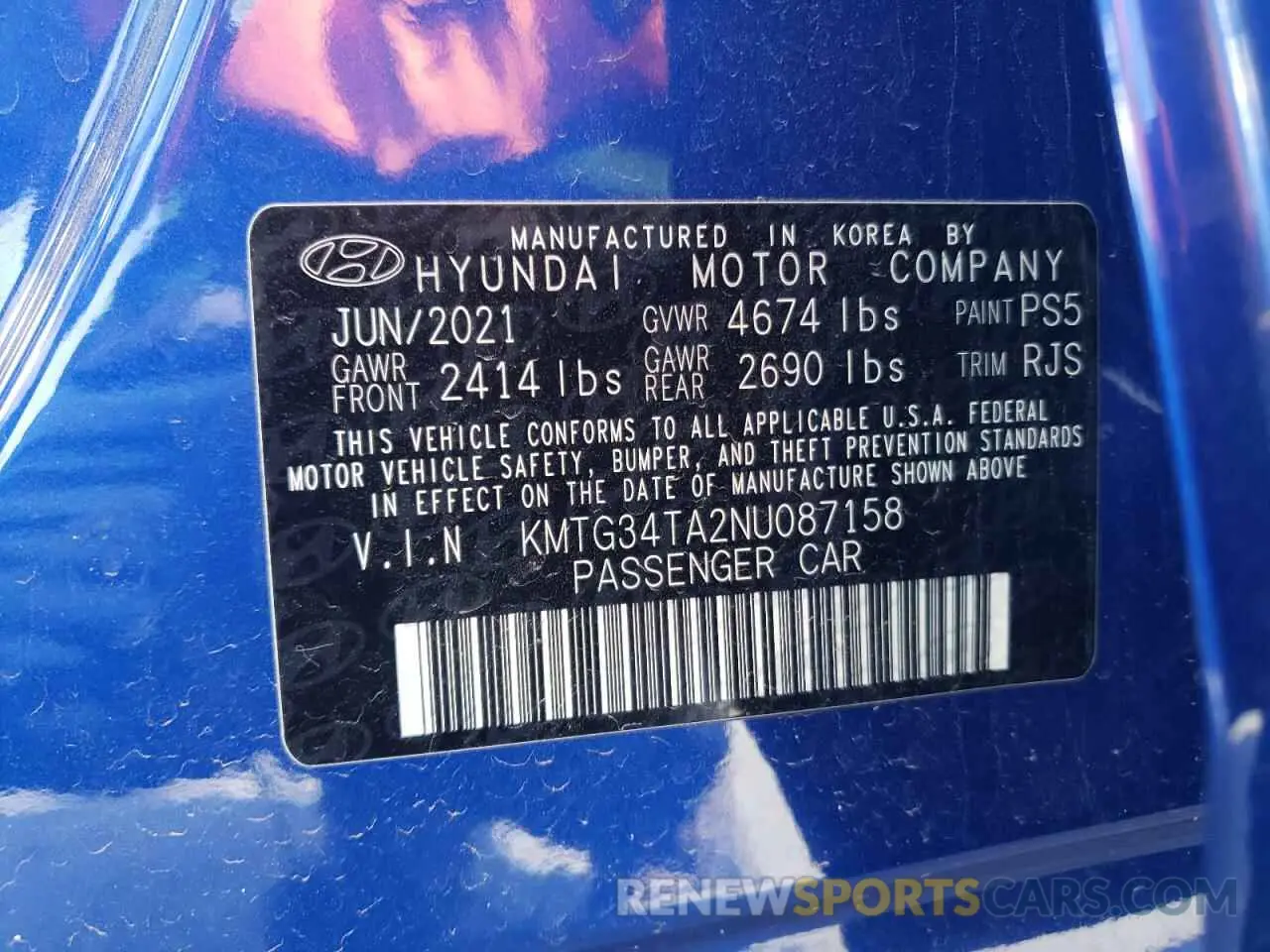 15 Photograph of a damaged car KMTG34TA2NU087158 GENESIS G70 BASE 2022