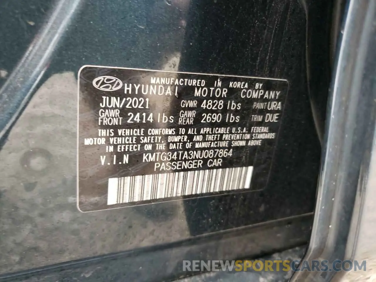 12 Photograph of a damaged car KMTG34TA3NU087864 GENESIS G70 BASE 2022