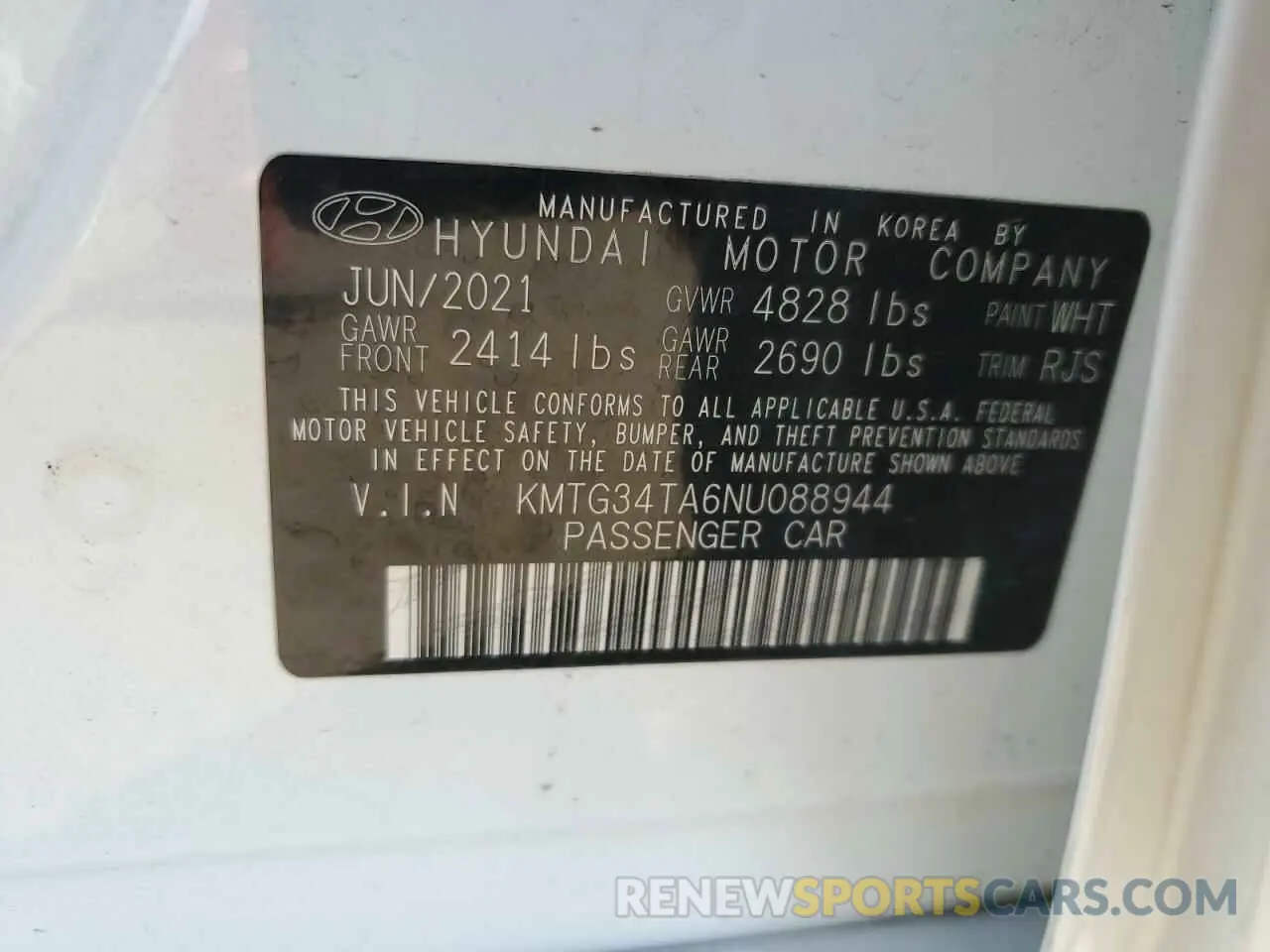 12 Фотография поврежденного автомобиля KMTG34TA6NU088944 GENESIS G70 BASE 2022