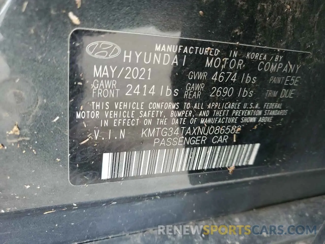 12 Photograph of a damaged car KMTG34TAXNU086582 GENESIS G70 BASE 2022