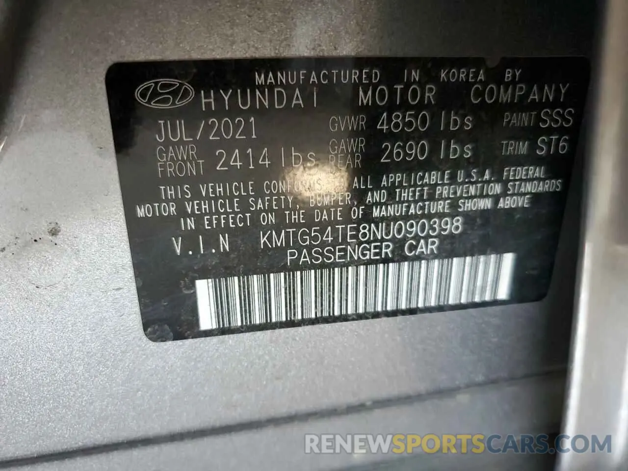 12 Фотография поврежденного автомобиля KMTG54TE8NU090398 GENESIS G70 BASE 2022