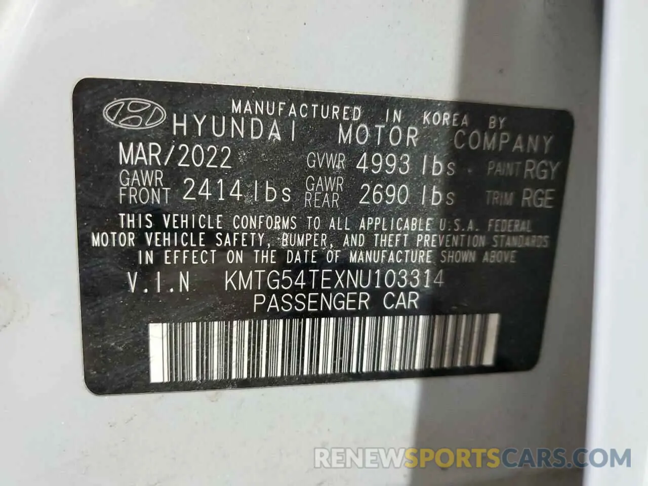13 Photograph of a damaged car KMTG54TEXNU103314 GENESIS G70 BASE 2022