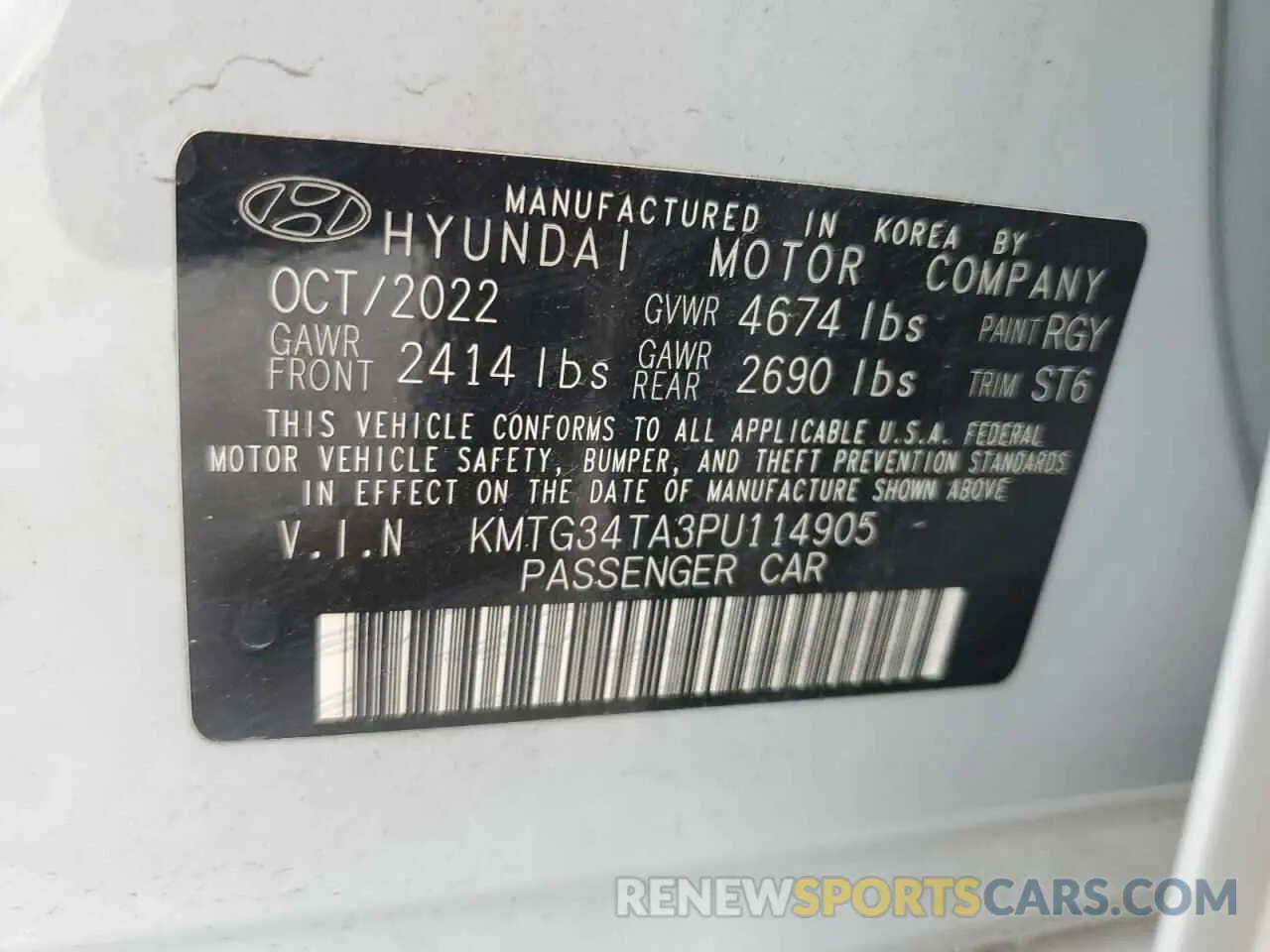 12 Фотография поврежденного автомобиля KMTG34TA3PU114905 GENESIS G70 BASE 2023
