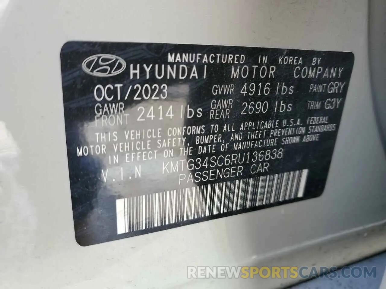 12 Фотография поврежденного автомобиля KMTG34SC6RU136838 GENESIS G70 BASE 2024