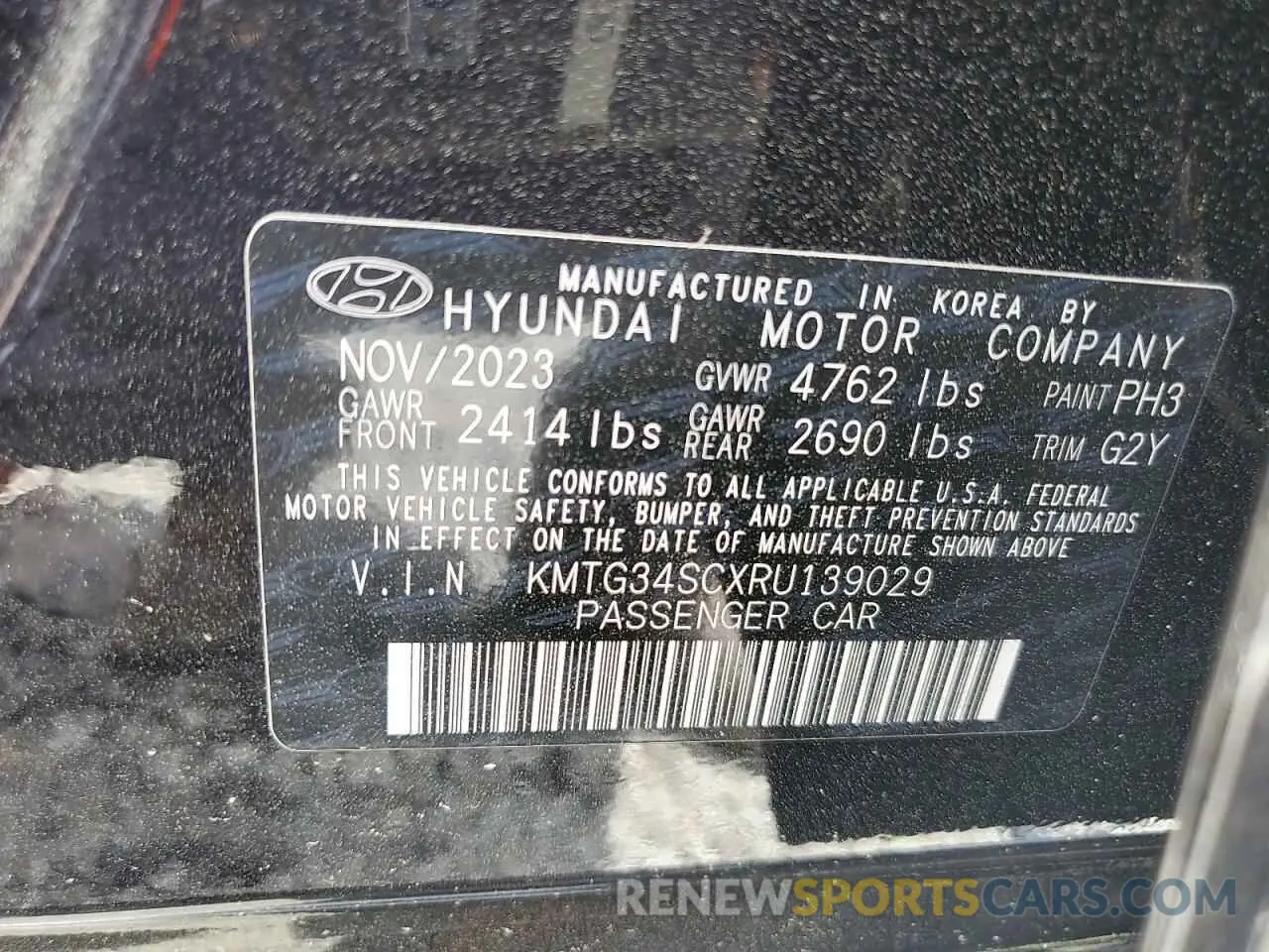 12 Photograph of a damaged car KMTG34SCXRU139029 GENESIS G70 BASE 2024