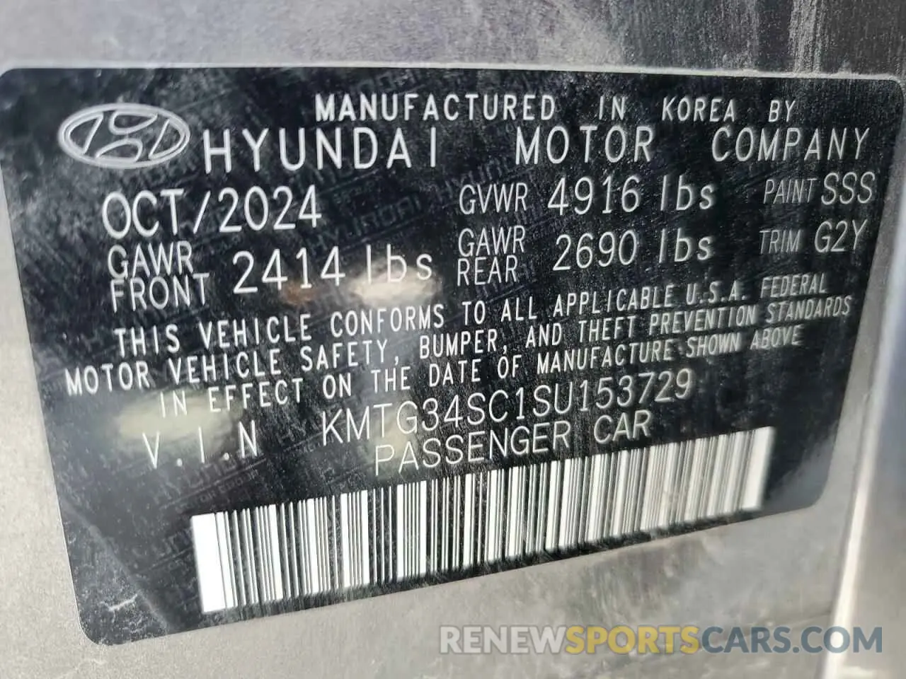 12 Фотография поврежденного автомобиля KMTG34SC1SU153729 GENESIS G70 BASE 2025