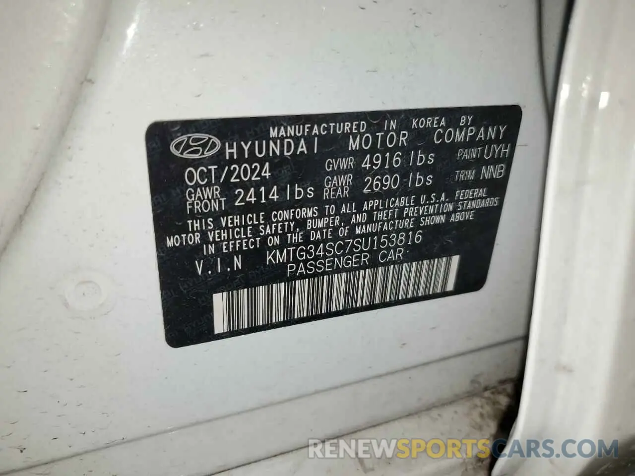 13 Photograph of a damaged car KMTG34SC7SU153816 GENESIS G70 BASE 2025
