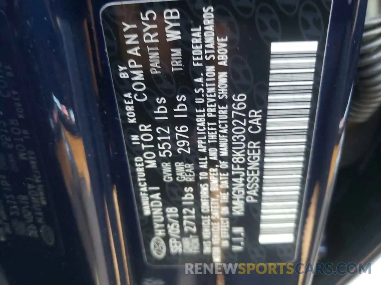 10 Photograph of a damaged car KMHGN4JF8KU302766 GENESIS G80 2019