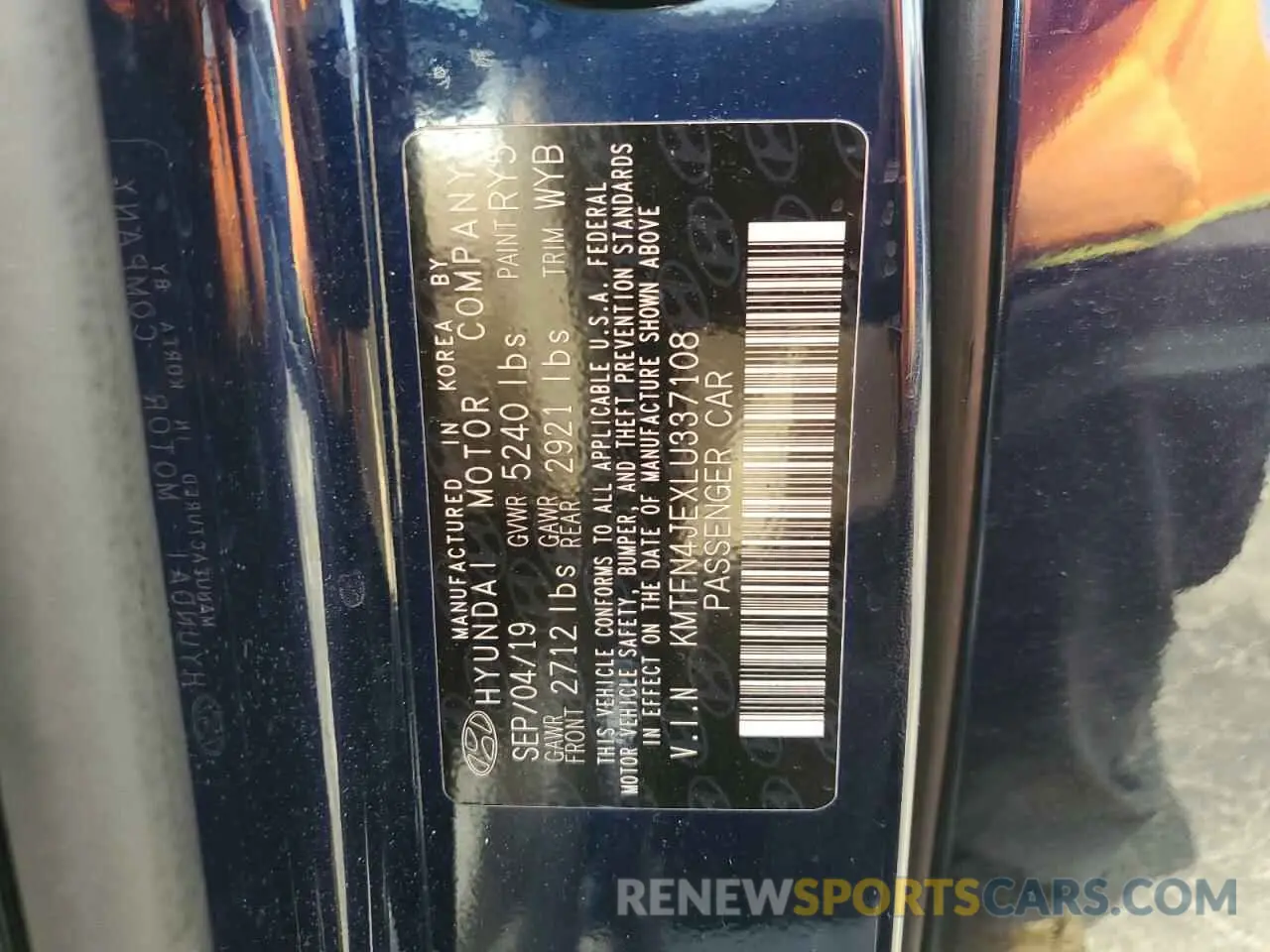 12 Photograph of a damaged car KMTFN4JEXLU337108 GENESIS G80 2020