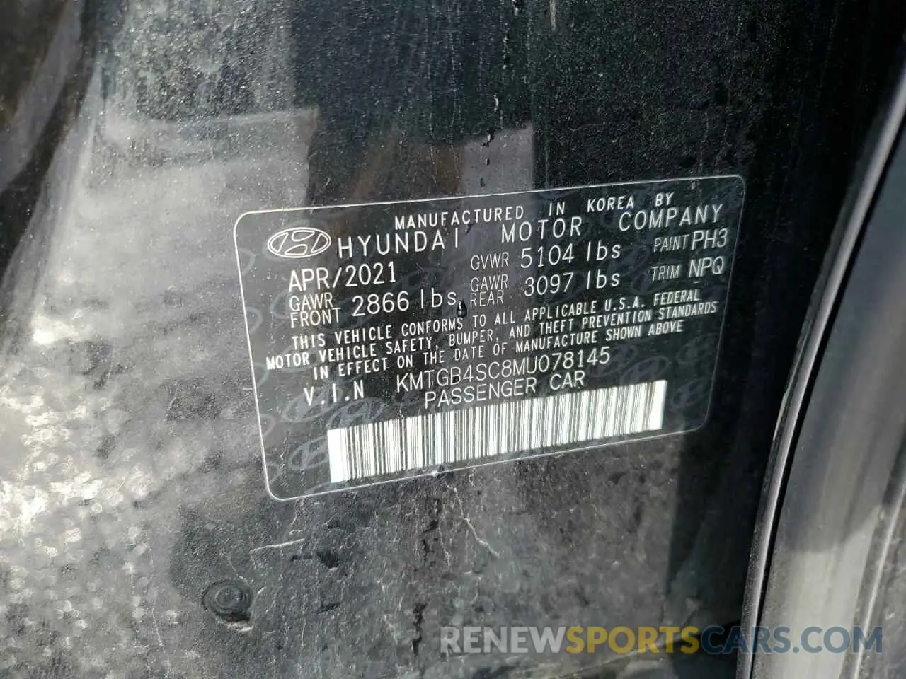 14 Photograph of a damaged car KMTGB4SC8MU078145 GENESIS G80 2021