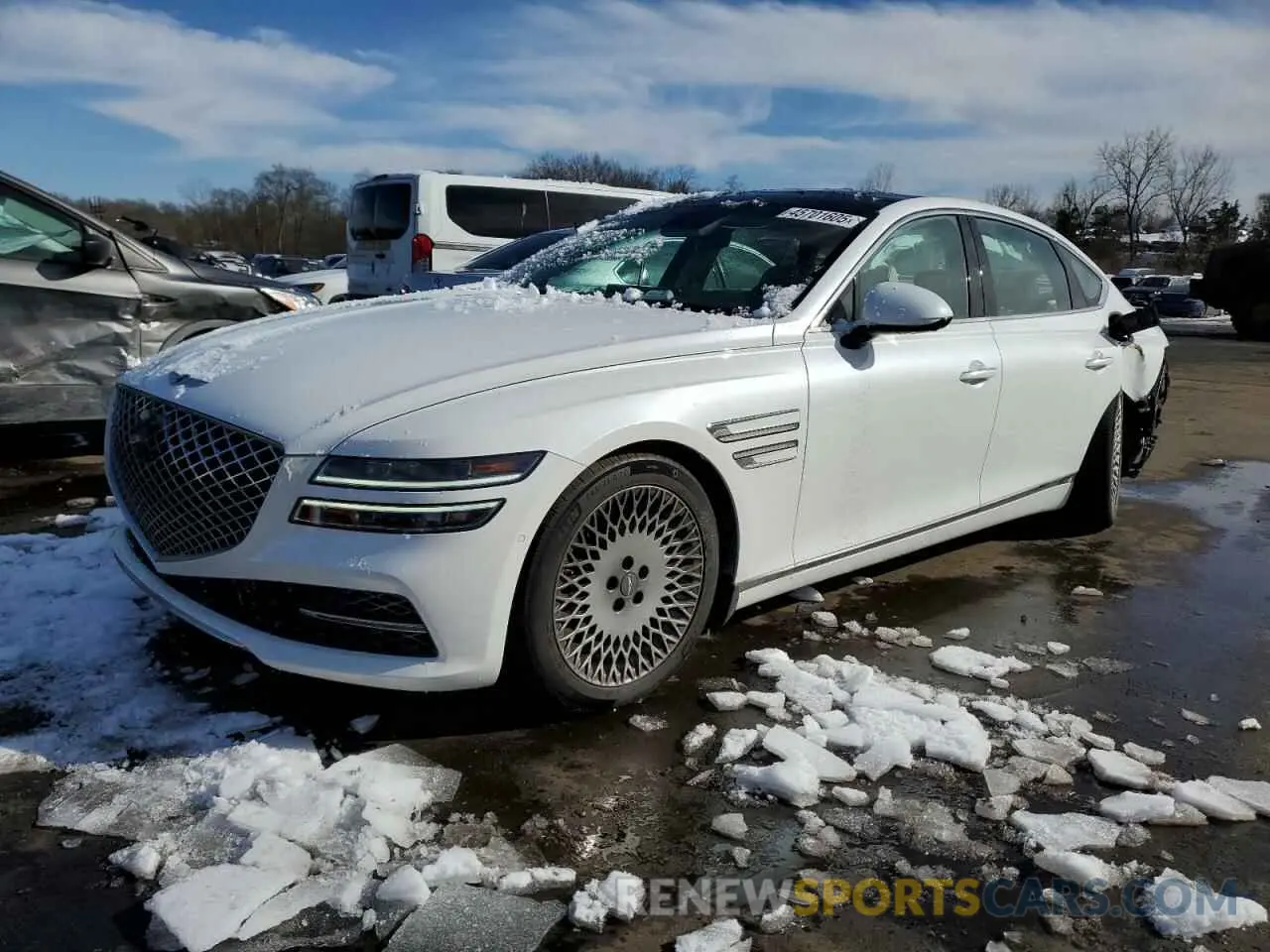 1 Photograph of a damaged car KMTGB4SC3NU092276 GENESIS G80 2022