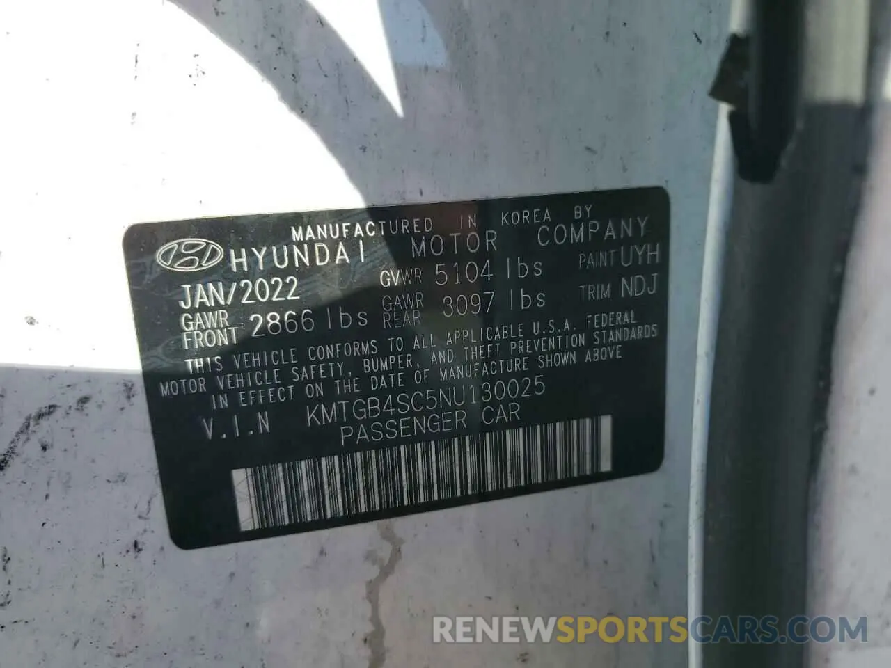 12 Фотография поврежденного автомобиля KMTGB4SC5NU130025 GENESIS G80 2022