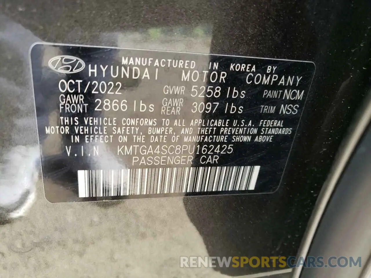 12 Photograph of a damaged car KMTGA4SC8PU162425 GENESIS G80 2023