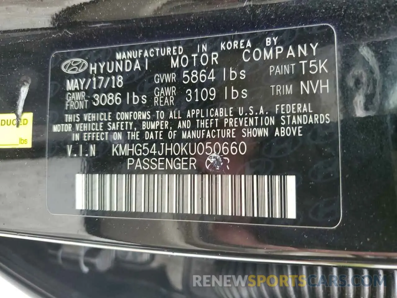 12 Фотография поврежденного автомобиля KMHG54JH0KU050660 GENESIS G90 2019
