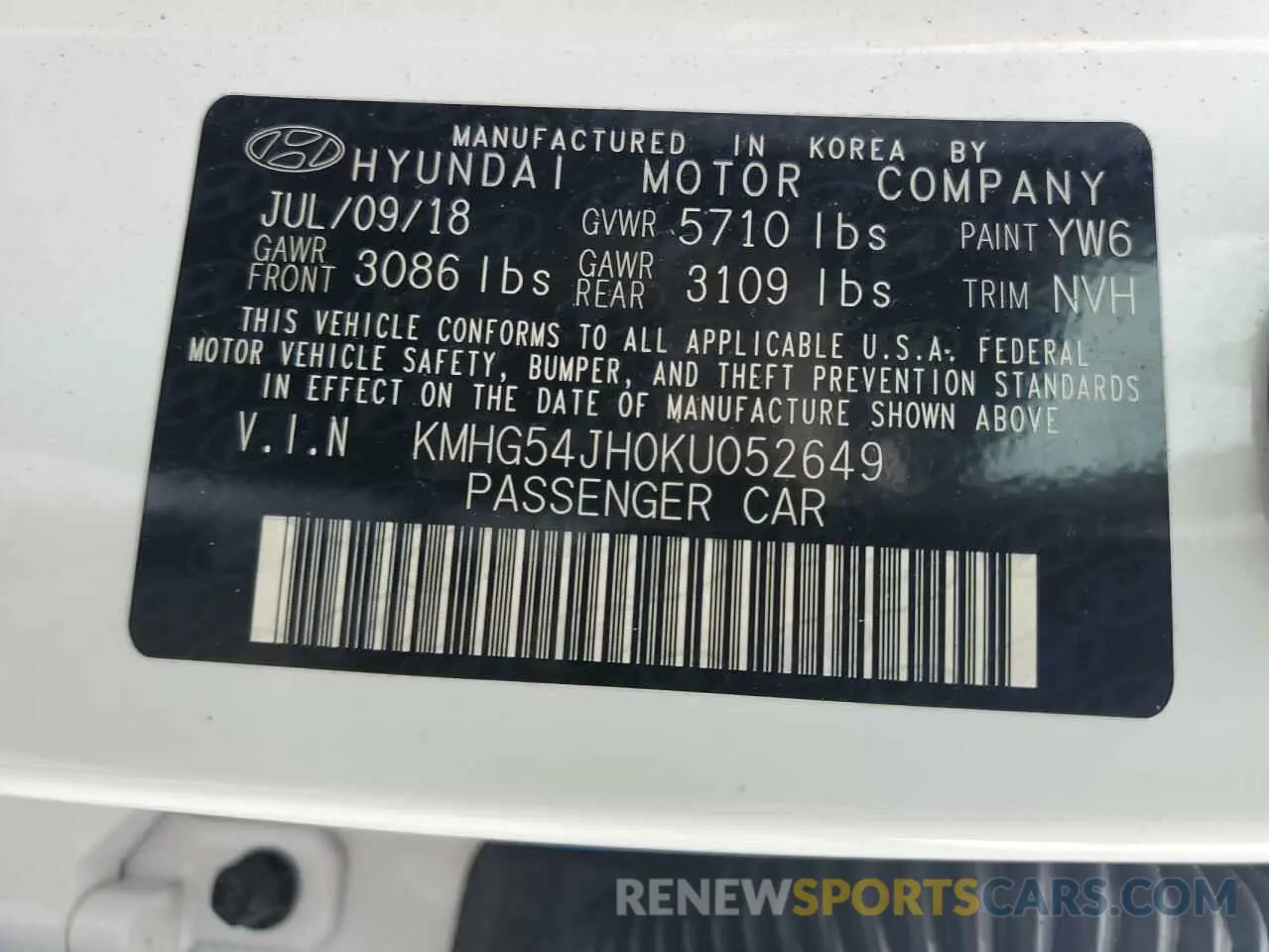 12 Photograph of a damaged car KMHG54JH0KU052649 GENESIS G90 2019