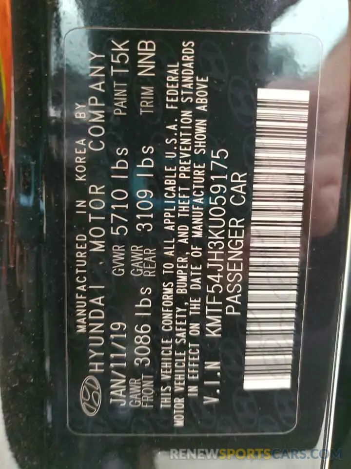12 Photograph of a damaged car KMTF54JH3KU059175 GENESIS G90 2019