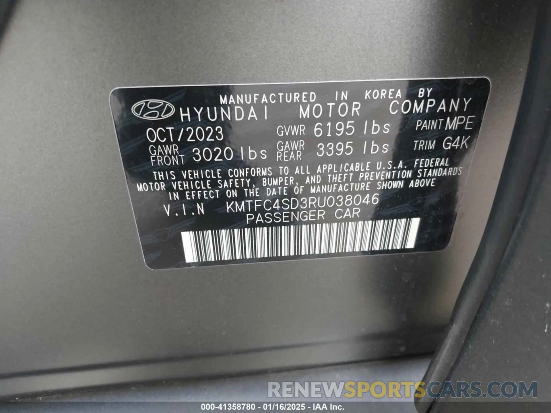9 Photograph of a damaged car KMTFC4SD3RU038046 GENESIS G90 2024