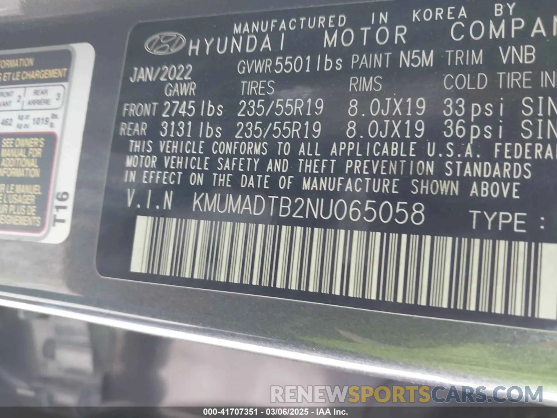 9 Фотография поврежденного автомобиля KMUMADTB2NU065058 GENESIS GV70 2022