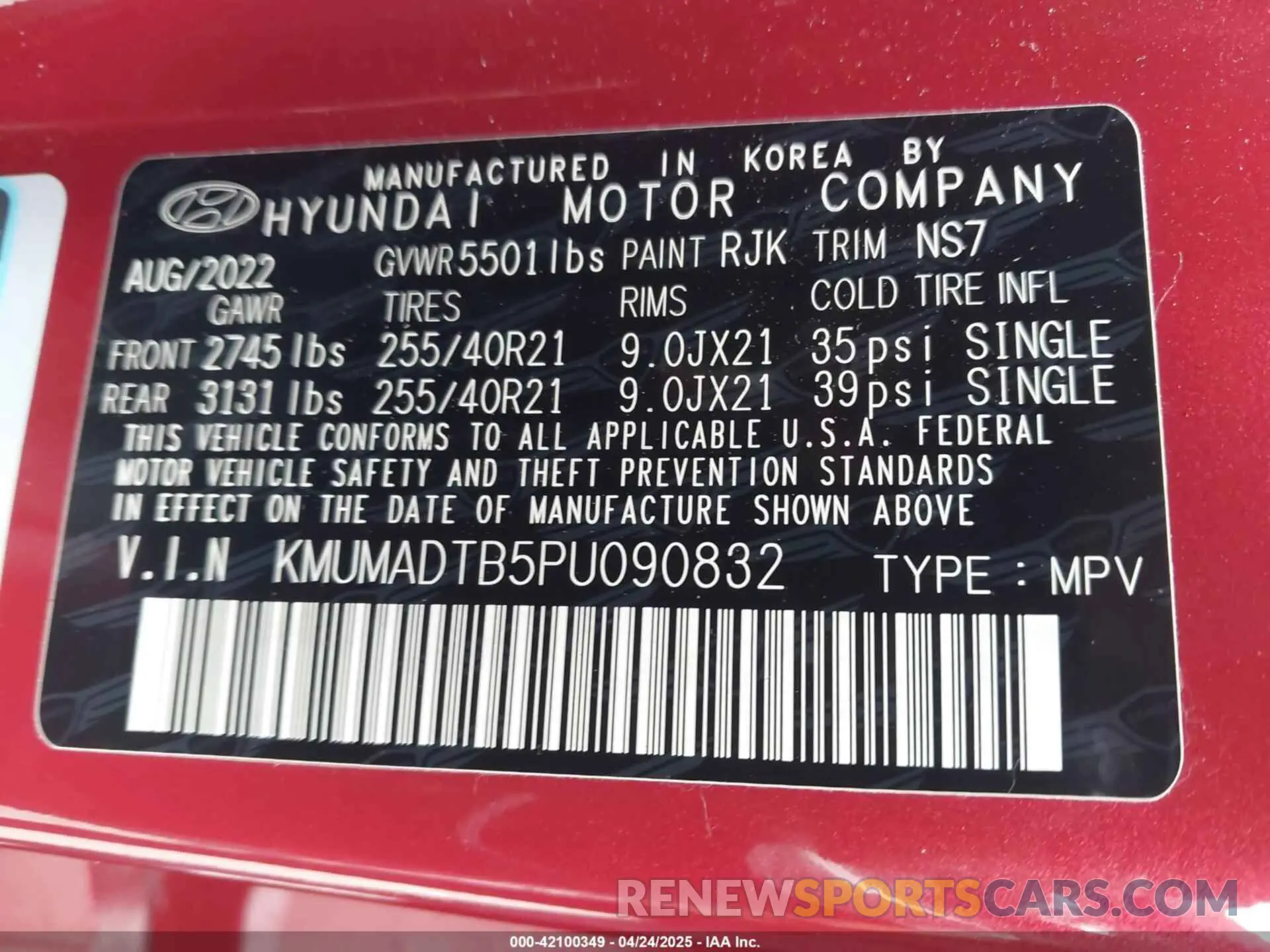9 Фотография поврежденного автомобиля KMUMADTB5PU090832 GENESIS GV70 2023