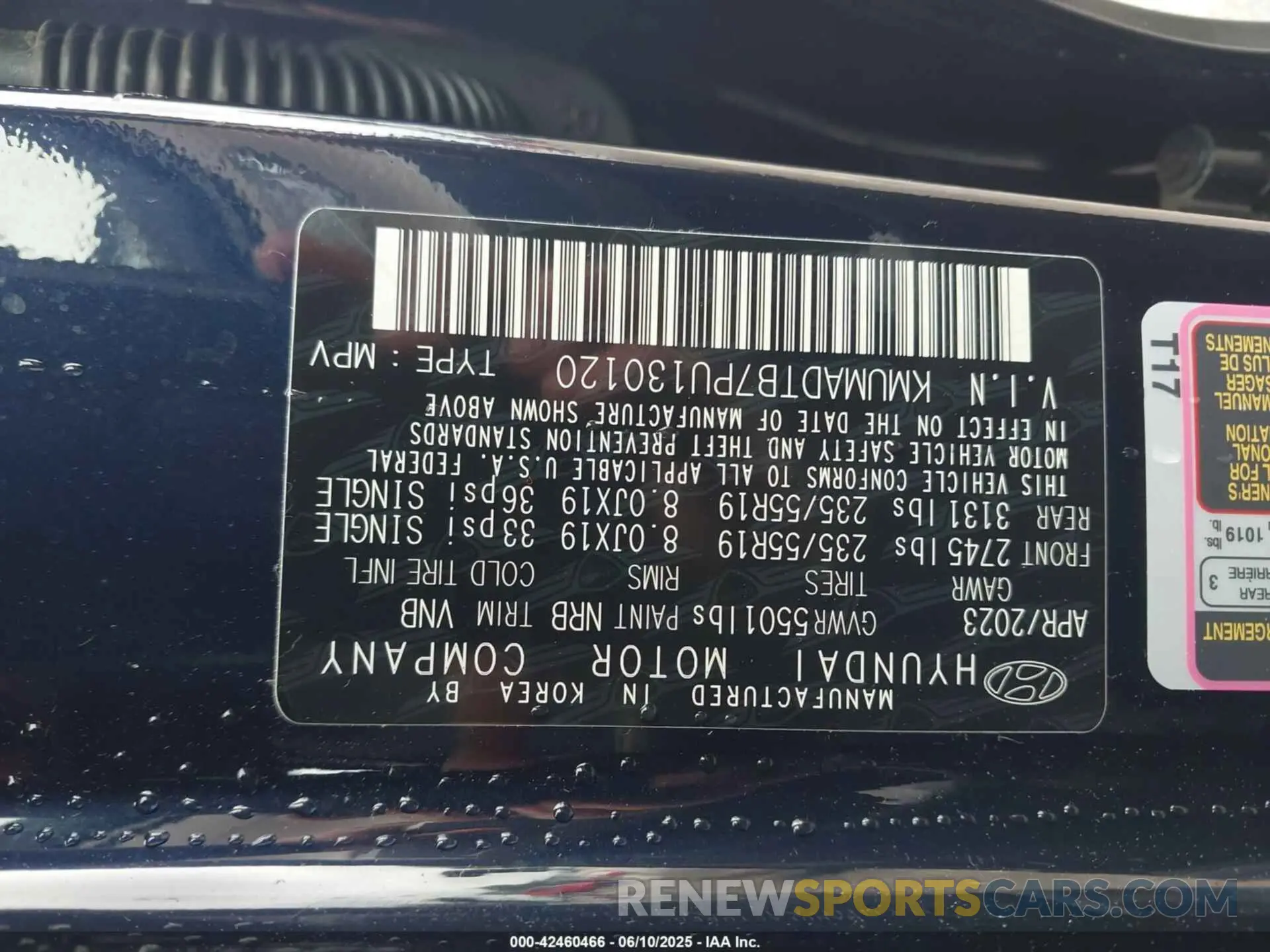 9 Фотография поврежденного автомобиля KMUMADTB7PU130120 GENESIS GV70 2023