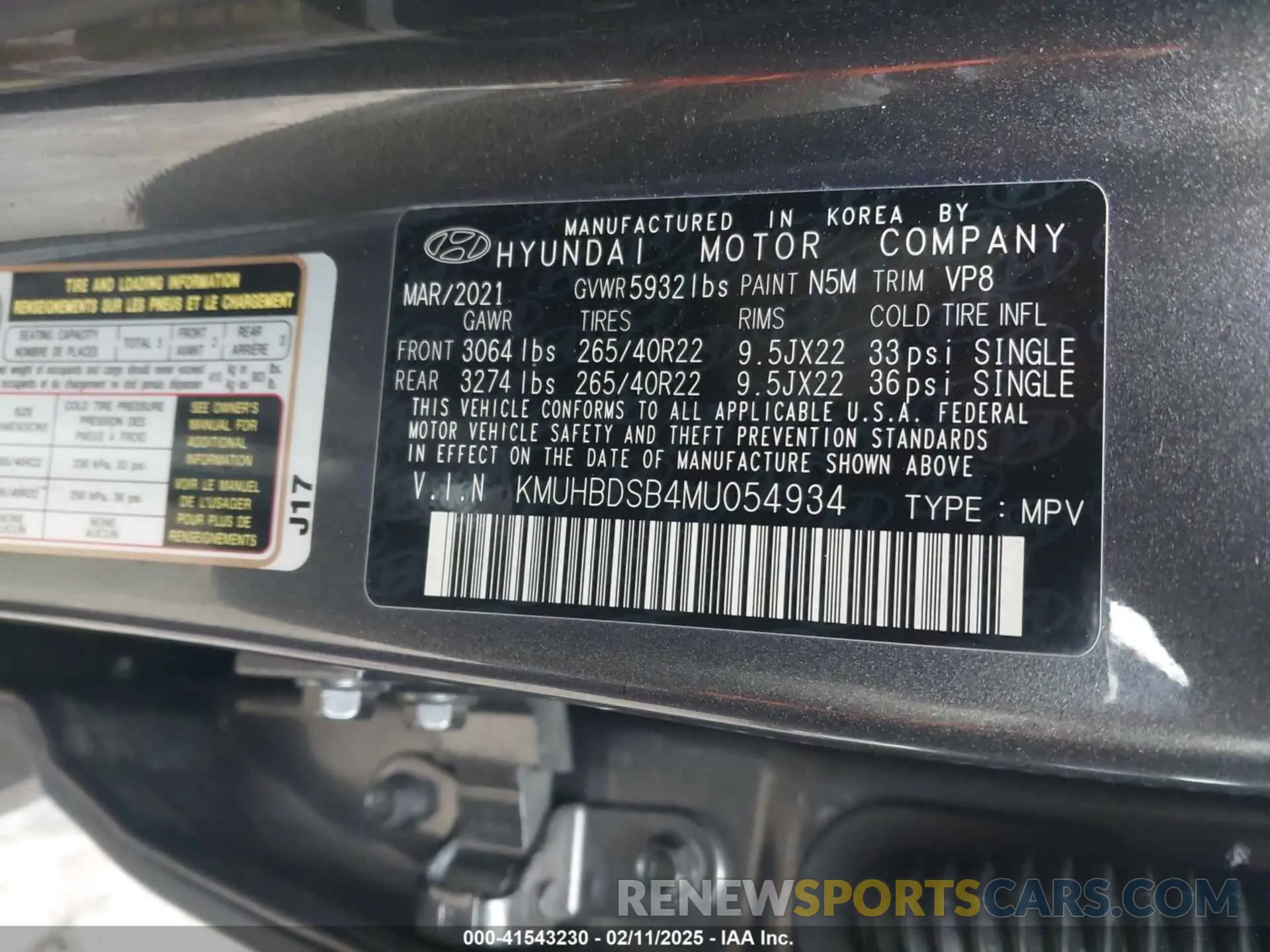 9 Фотография поврежденного автомобиля KMUHBDSB4MU054934 GENESIS GV80 2021