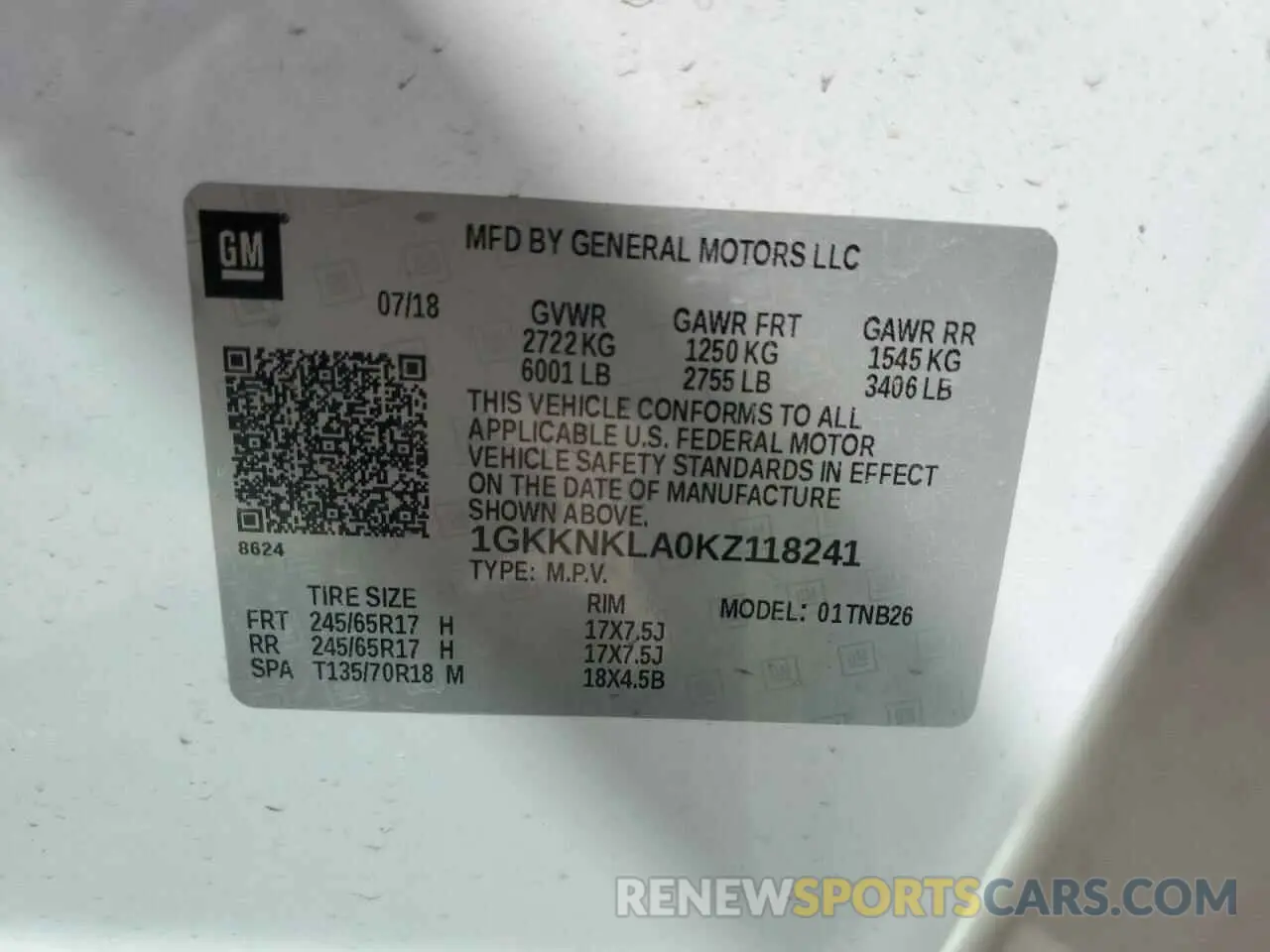 13 Photograph of a damaged car 1GKKNKLA0KZ118241 GMC ACADIA 2019