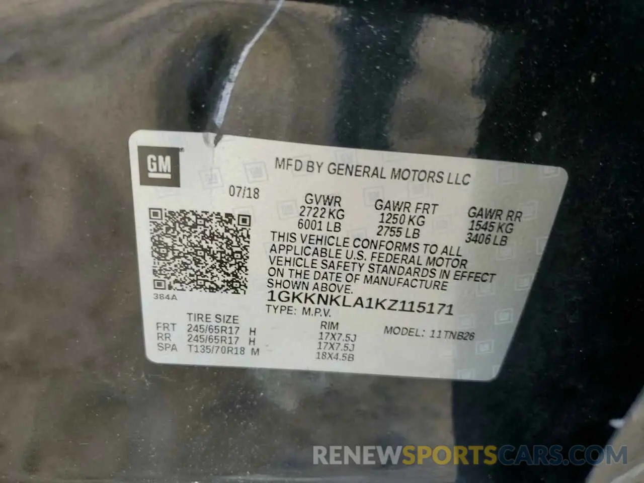 13 Photograph of a damaged car 1GKKNKLA1KZ115171 GMC ACADIA 2019