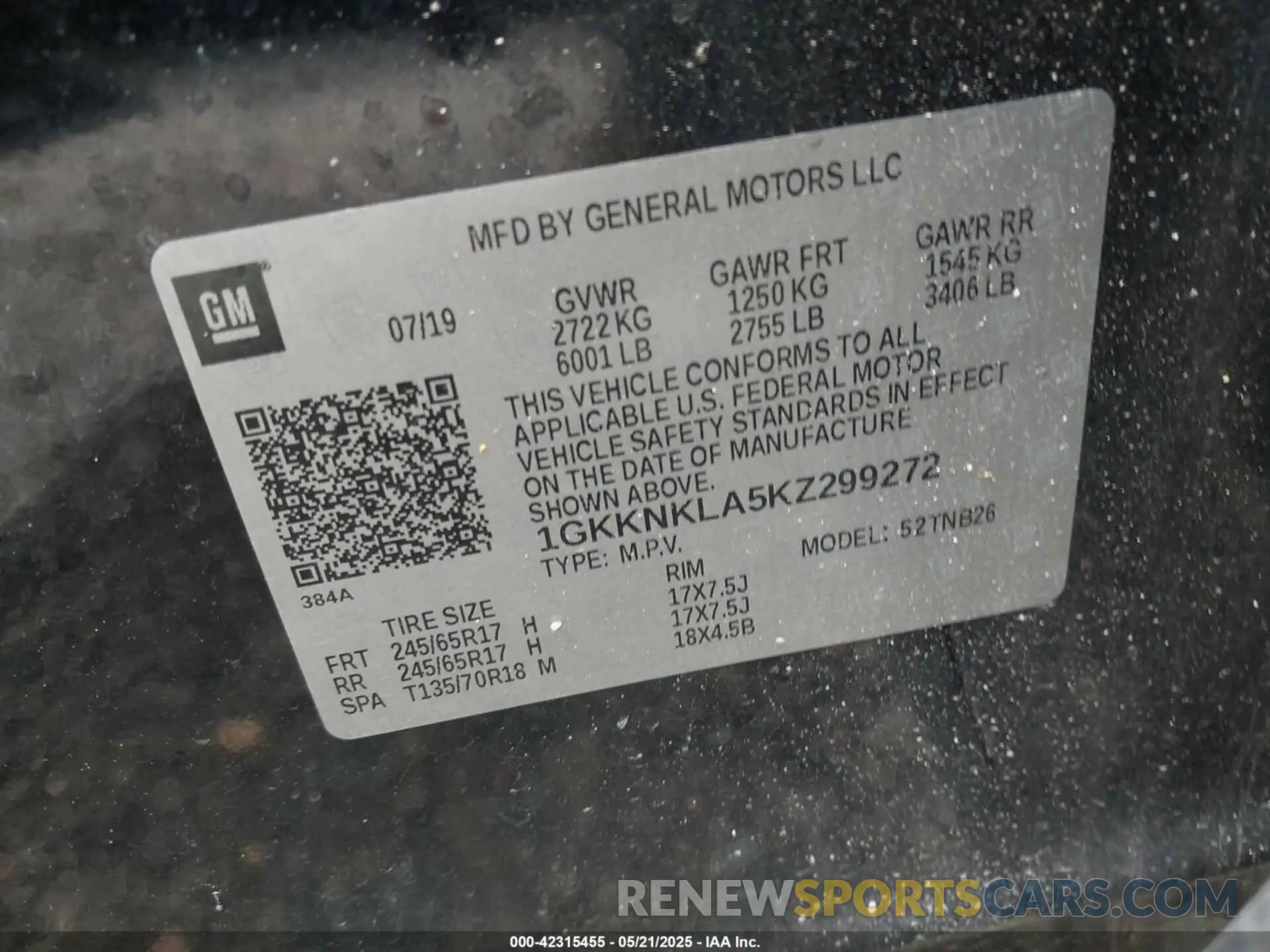 9 Photograph of a damaged car 1GKKNKLA5KZ299272 GMC ACADIA 2019