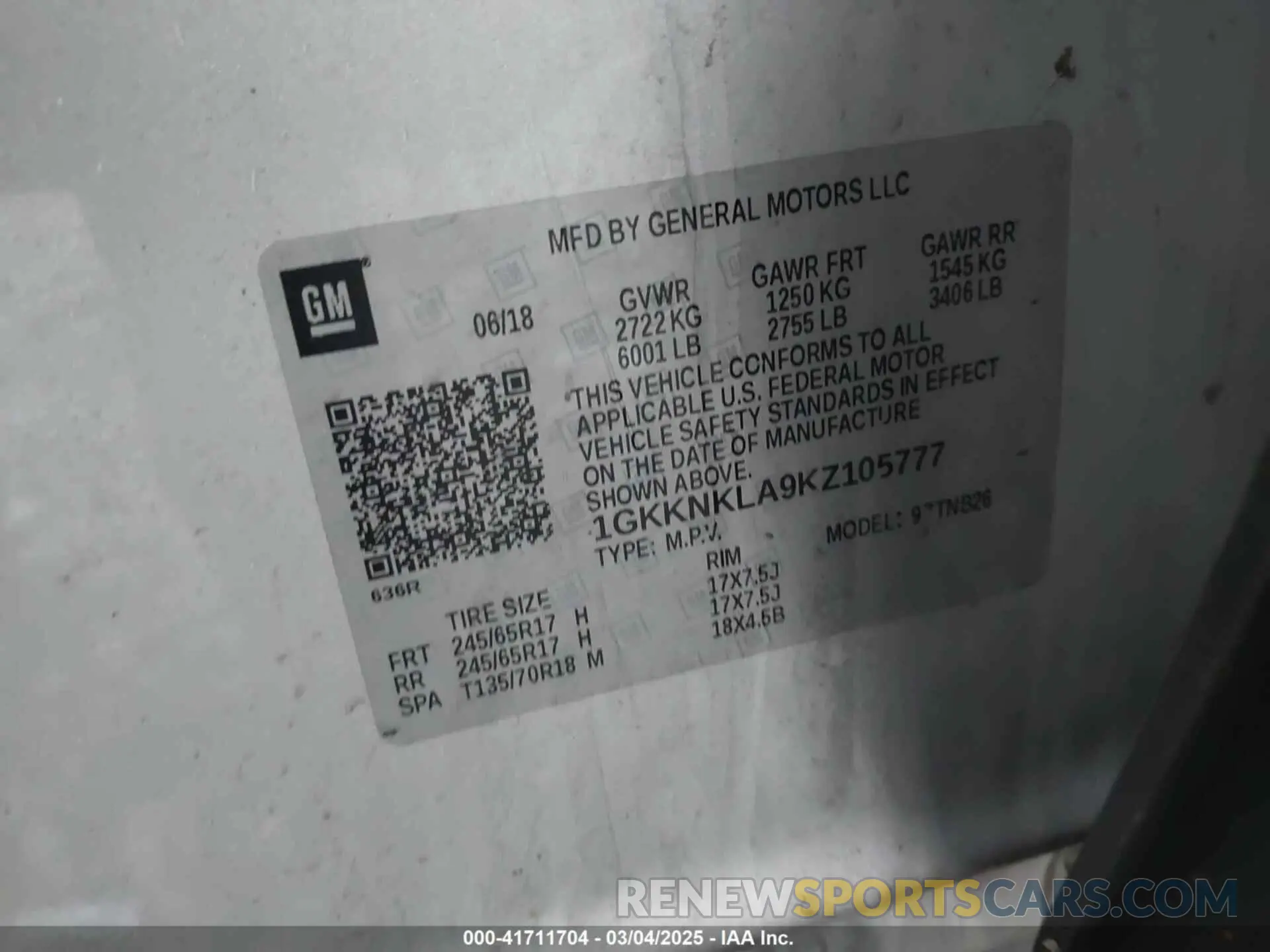 9 Фотография поврежденного автомобиля 1GKKNKLA9KZ105777 GMC ACADIA 2019