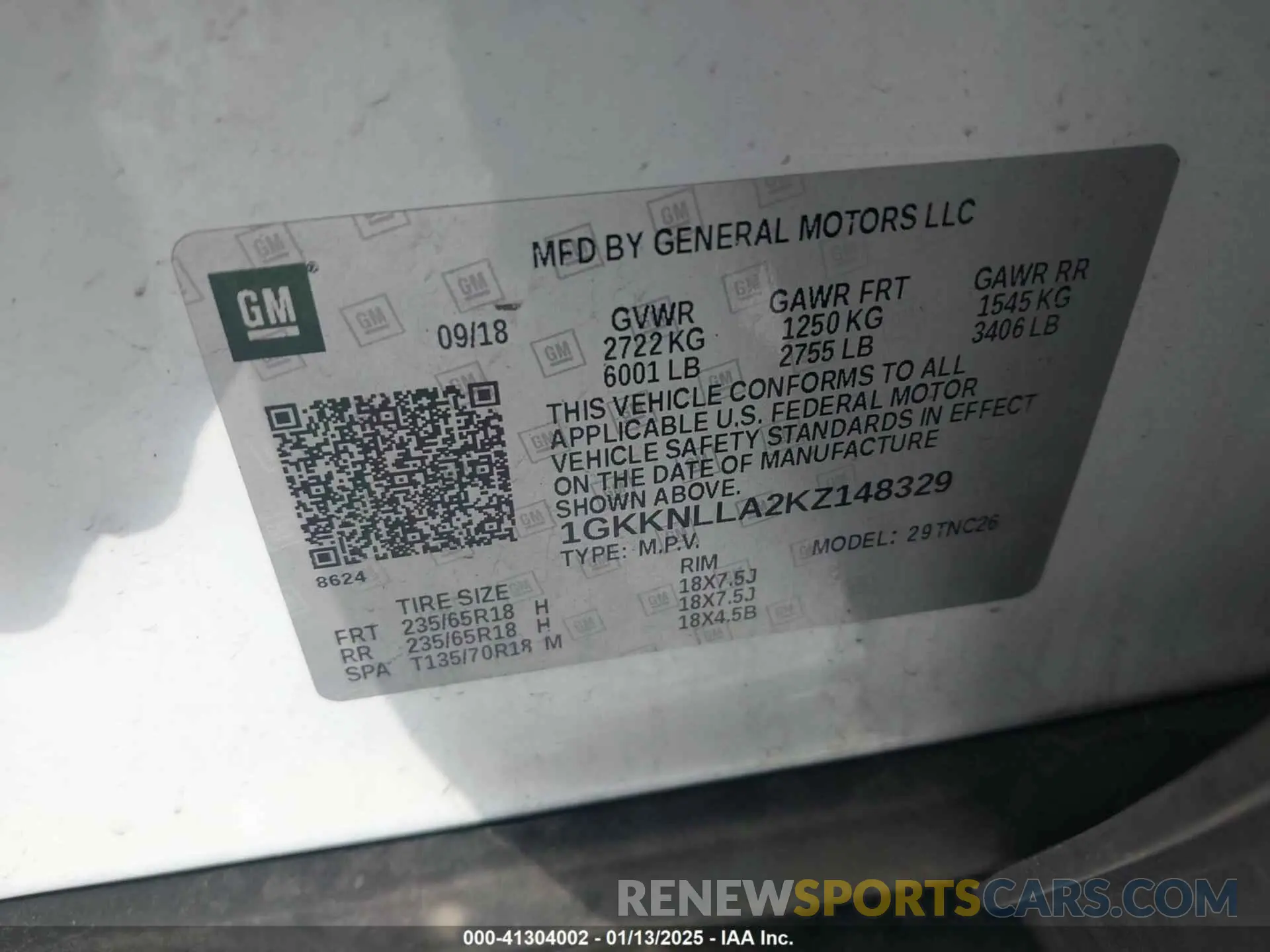 9 Photograph of a damaged car 1GKKNLLA2KZ148329 GMC ACADIA 2019