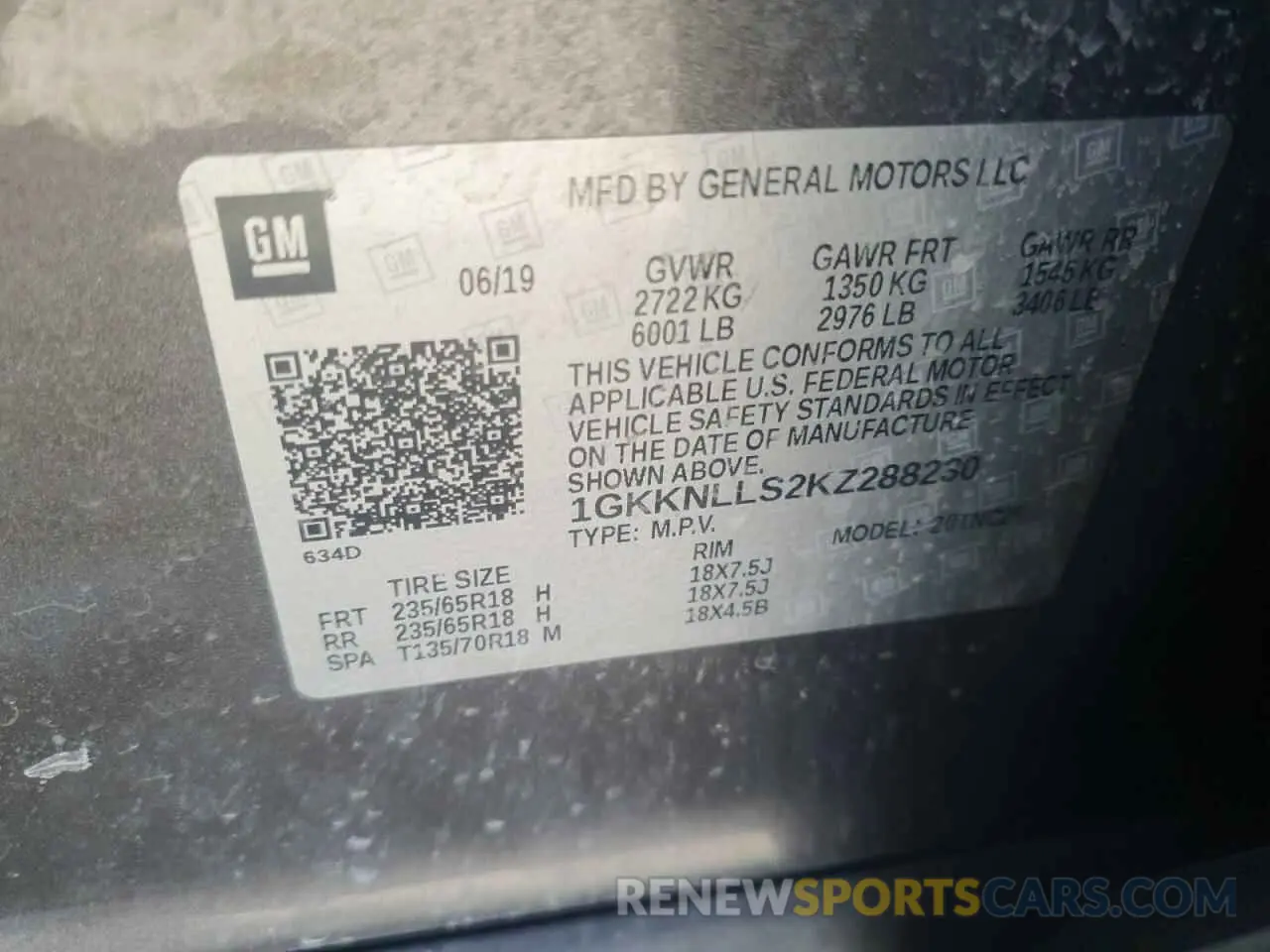 13 Фотография поврежденного автомобиля 1GKKNLLS2KZ288230 GMC ACADIA 2019