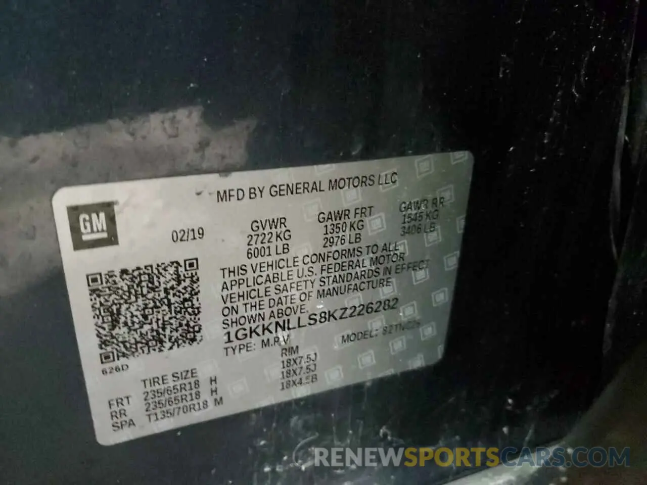 13 Фотография поврежденного автомобиля 1GKKNLLS8KZ226282 GMC ACADIA 2019