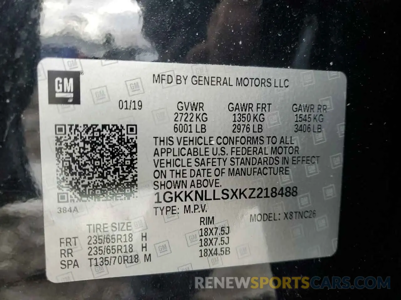 12 Фотография поврежденного автомобиля 1GKKNLLSXKZ218488 GMC ACADIA 2019