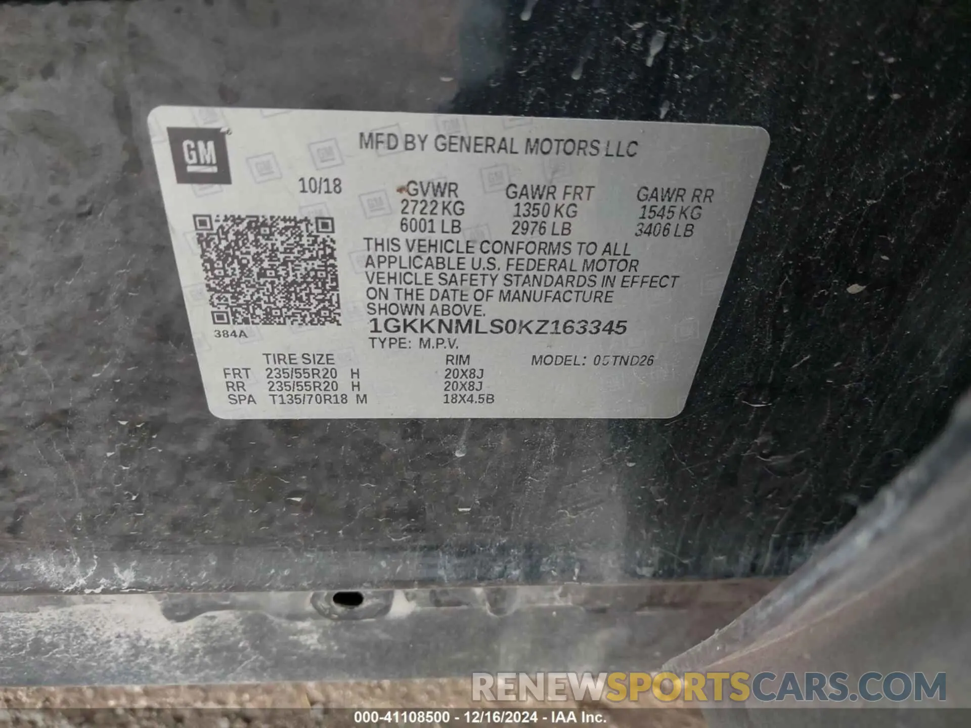 9 Photograph of a damaged car 1GKKNMLS0KZ163345 GMC ACADIA 2019