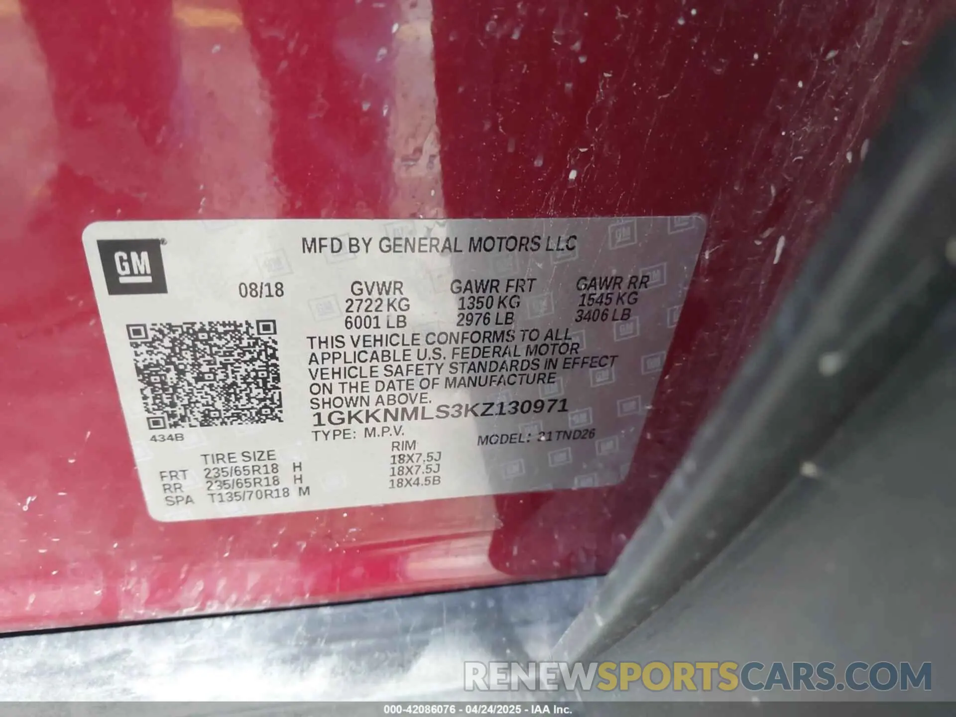 9 Фотография поврежденного автомобиля 1GKKNMLS3KZ130971 GMC ACADIA 2019